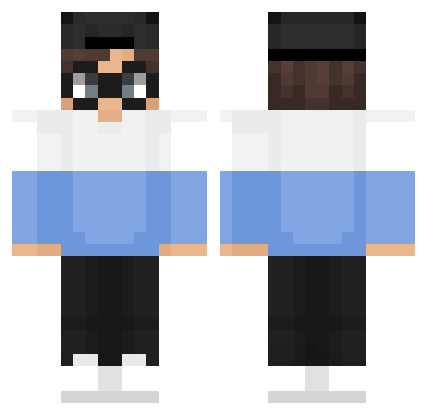 wsoox Minecraft skin, front and back view