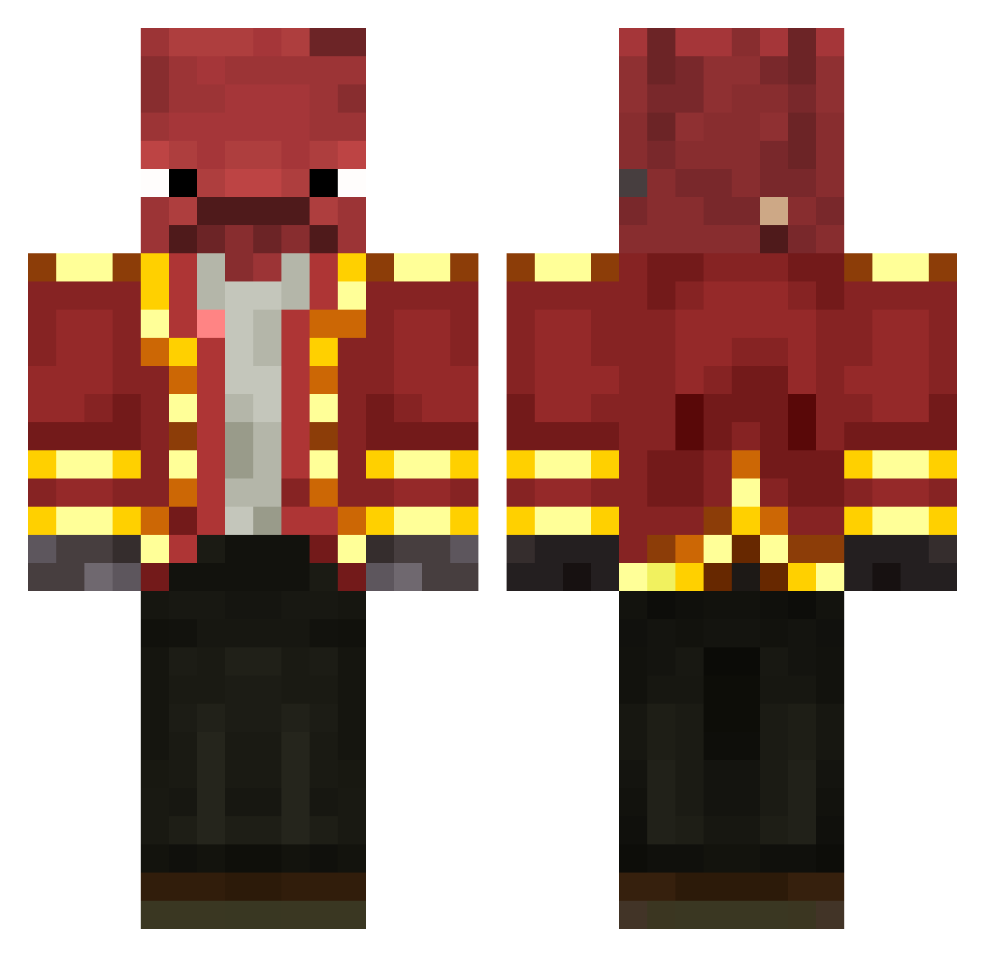 d8fj Minecraft skin, front and back view