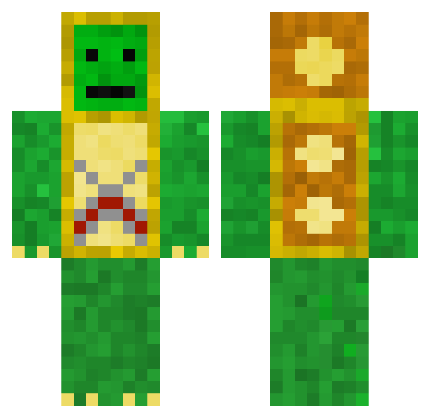 Mightysteelleg Minecraft skin, front and back view
