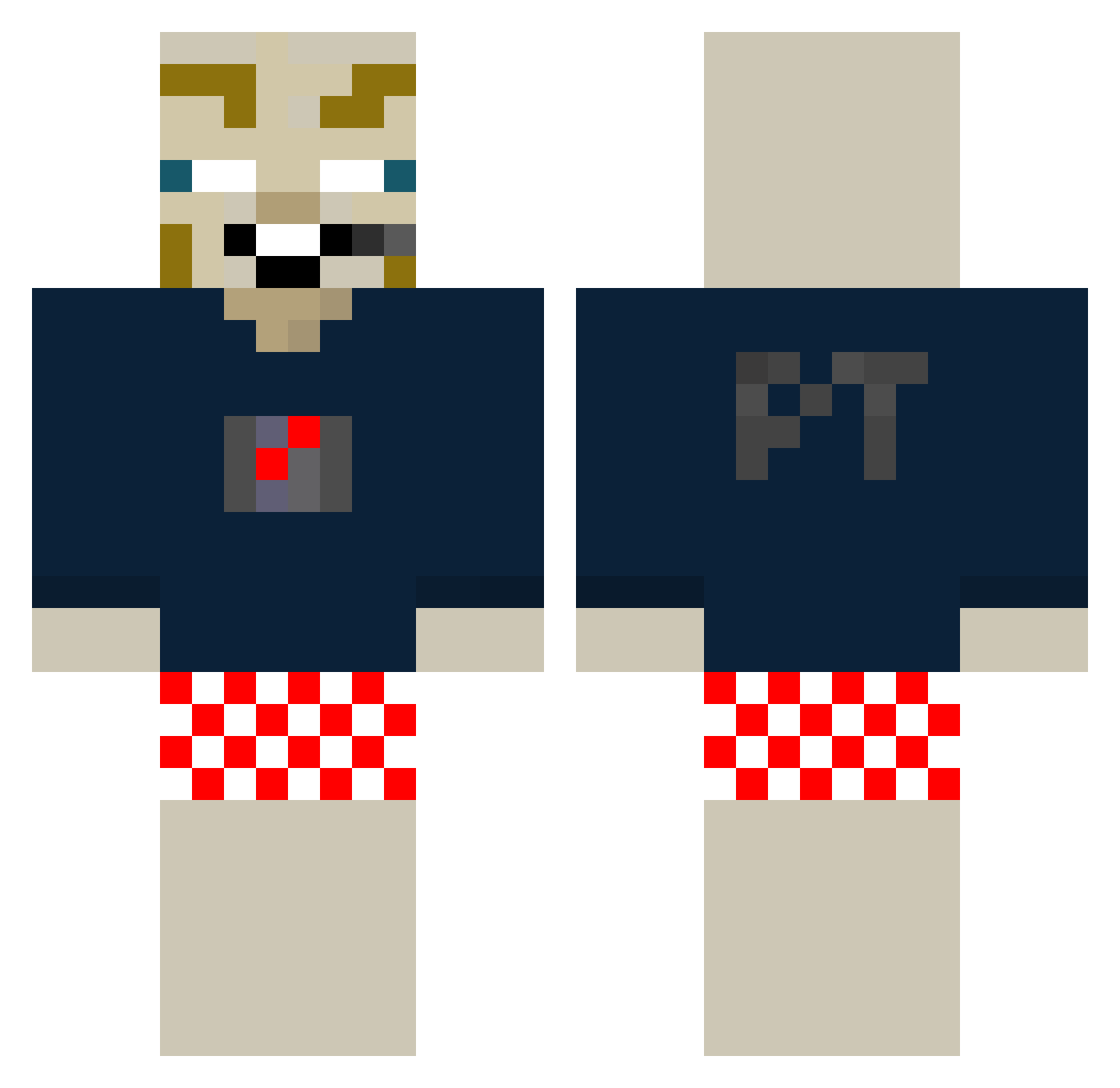 KewlDev Minecraft skin, front and back view