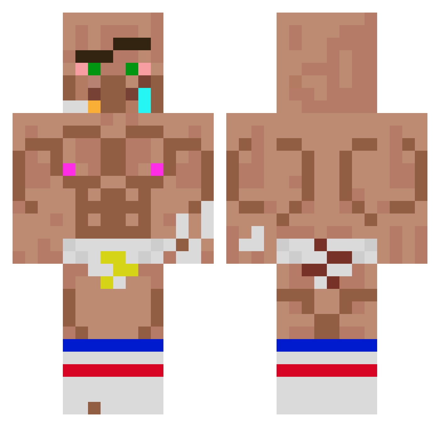Volgafre Minecraft skin, front and back view