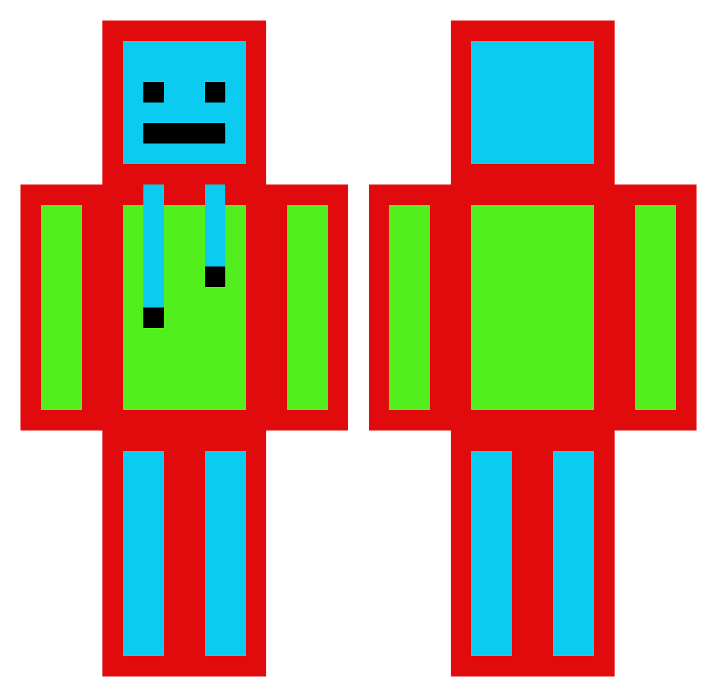 Txzqe Minecraft skin, front and back view