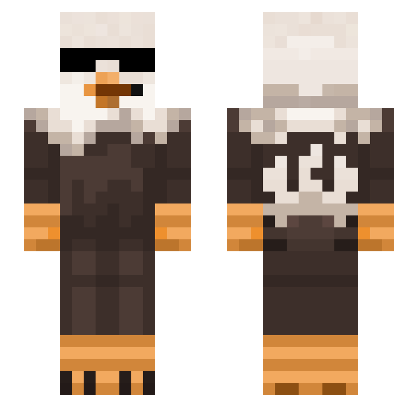 UnAqtiver Minecraft skin, front and back view