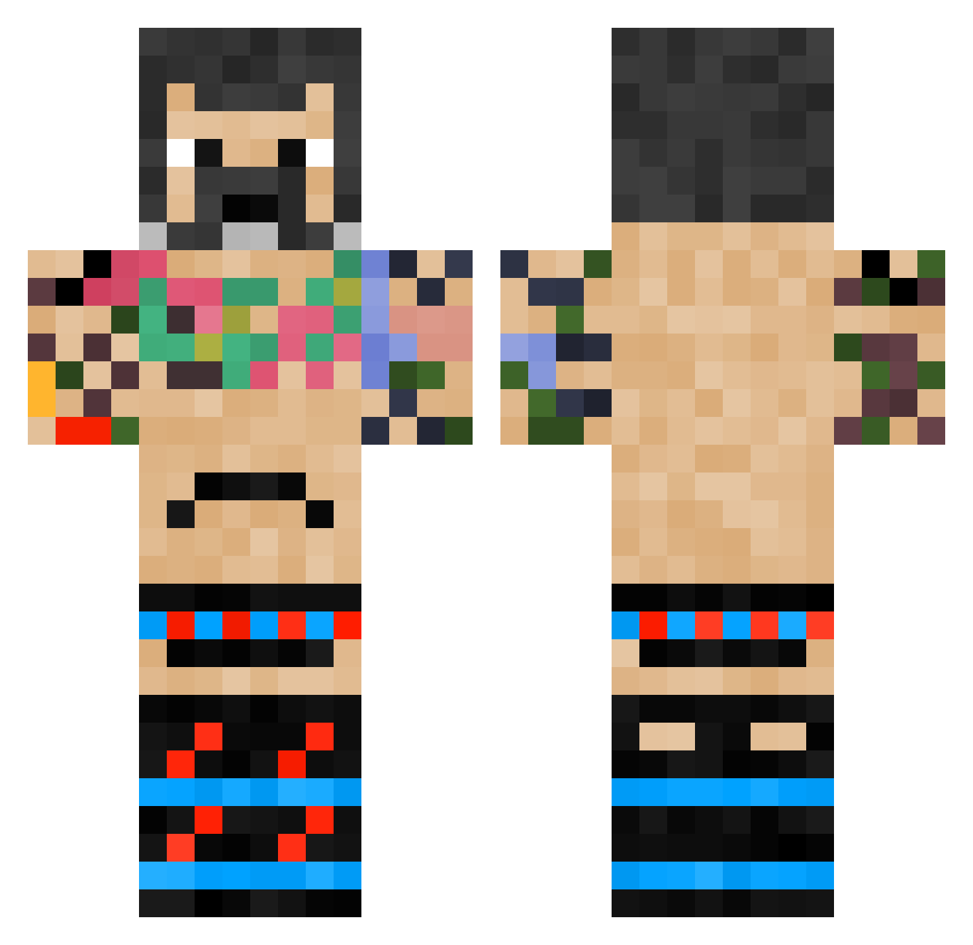 Twest252 Minecraft skin, front and back view
