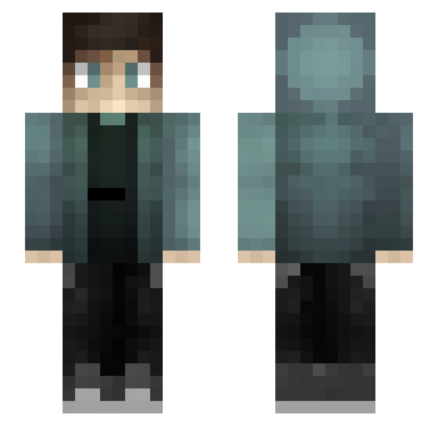 Reactional Minecraft skin, front and back view
