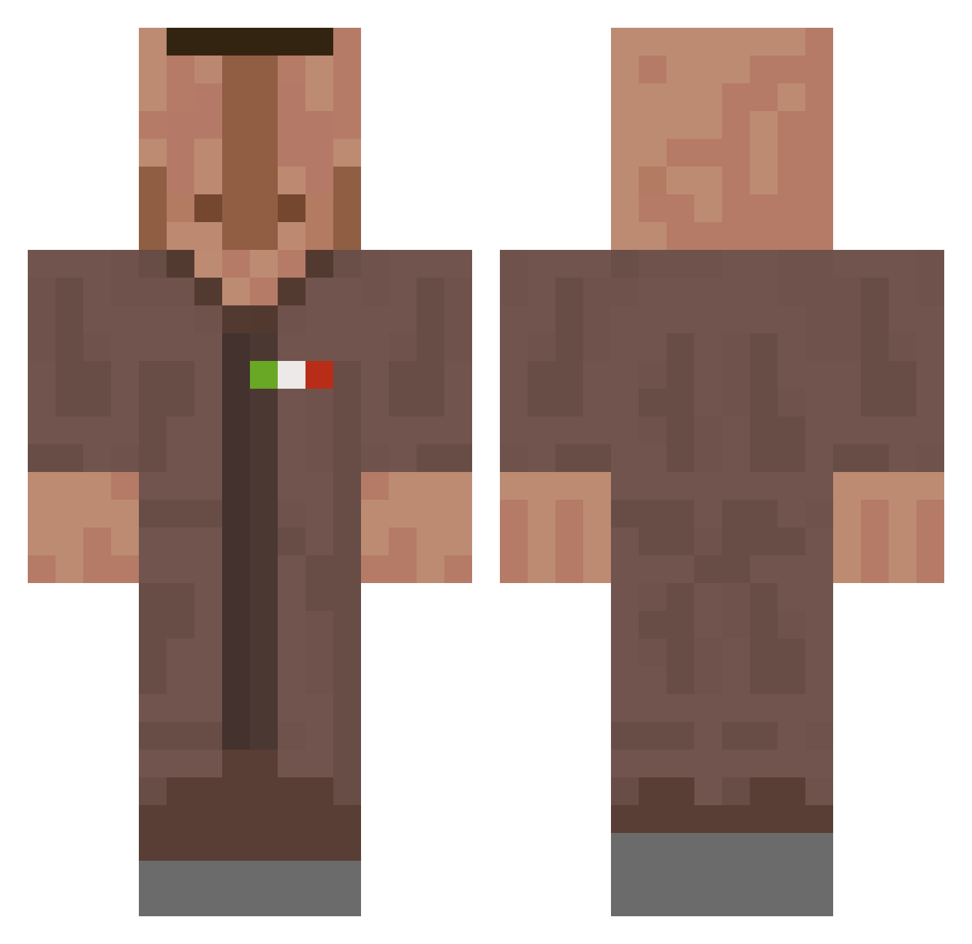 TruenaBurros Minecraft skin, front and back view