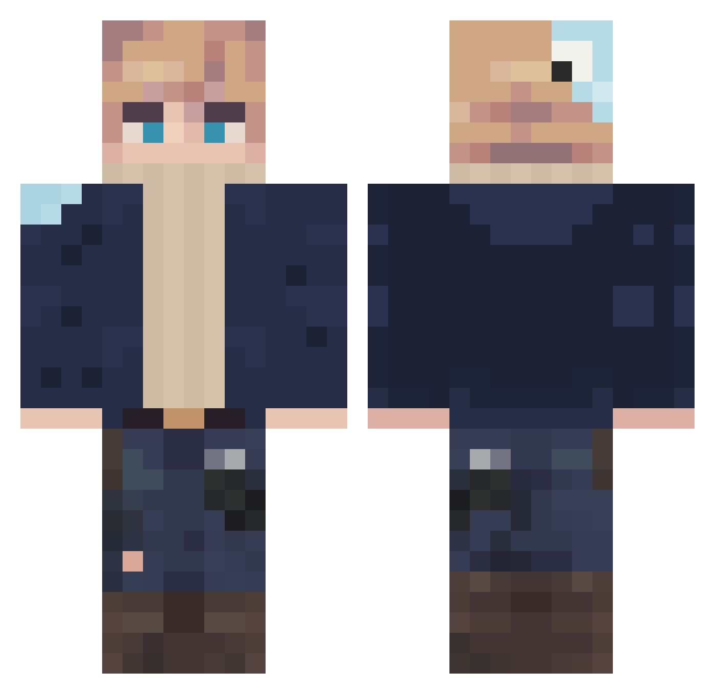 TV_heyFLESHY Minecraft skin, front and back view