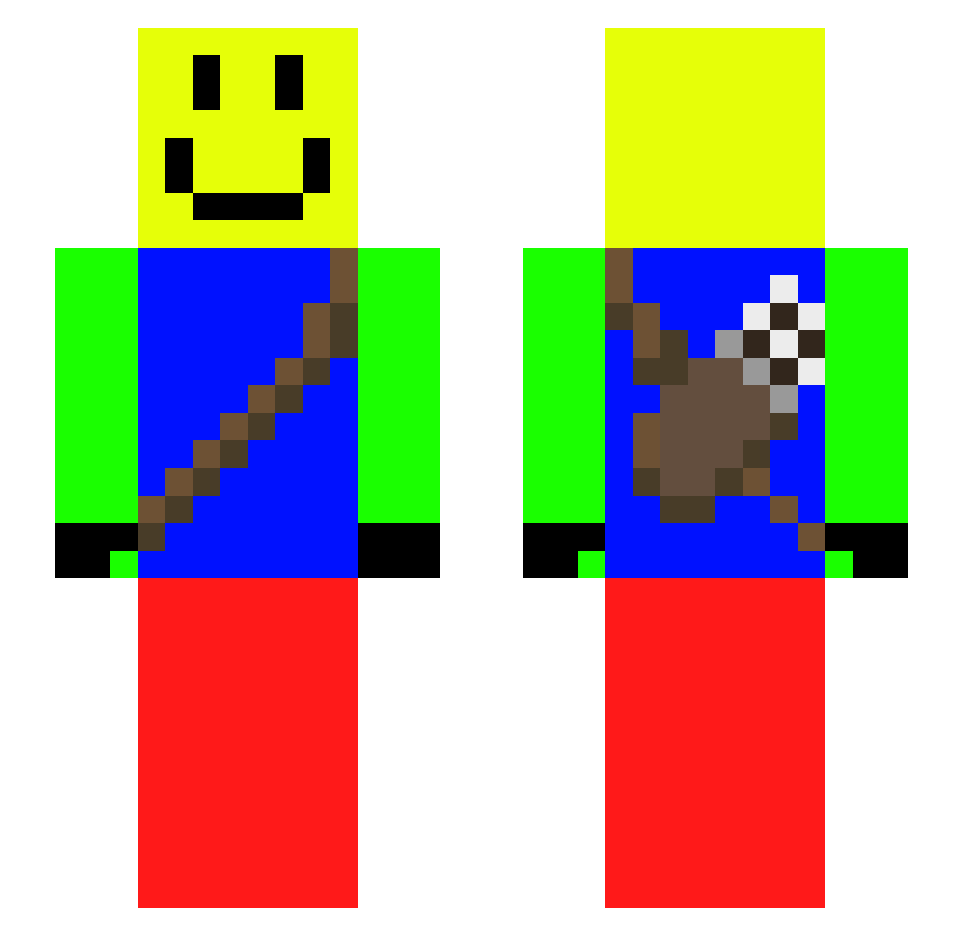 bikeway Minecraft skin, front and back view
