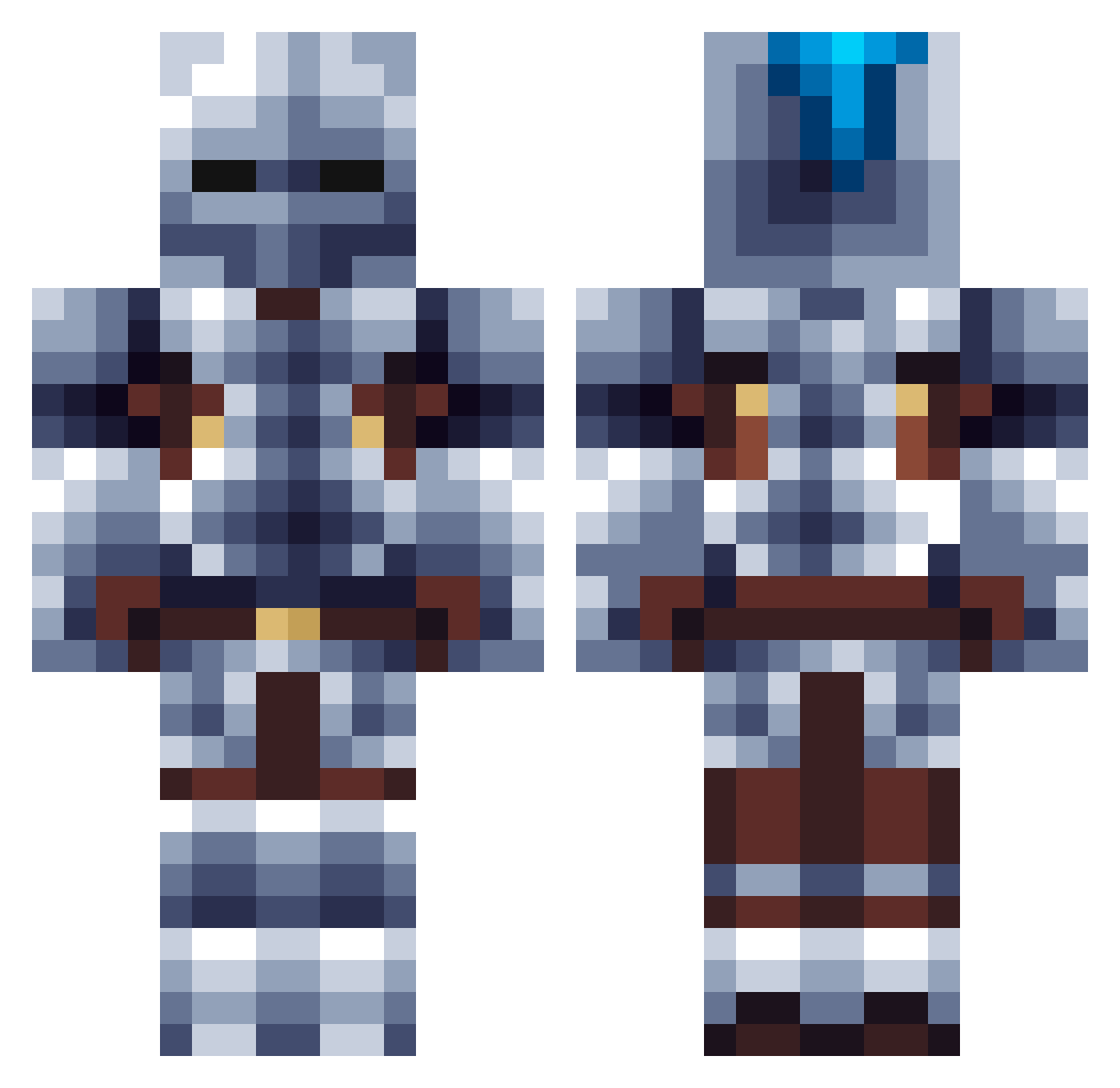 Yamongo Minecraft skin, front and back view