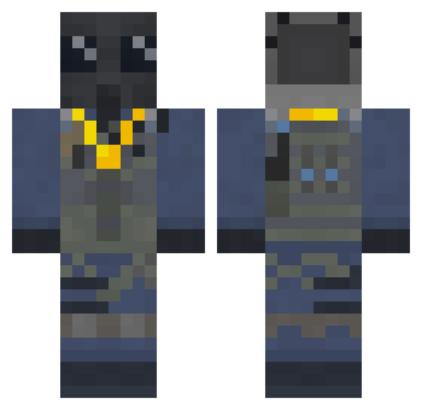 TREEBORR Minecraft skin, front and back view