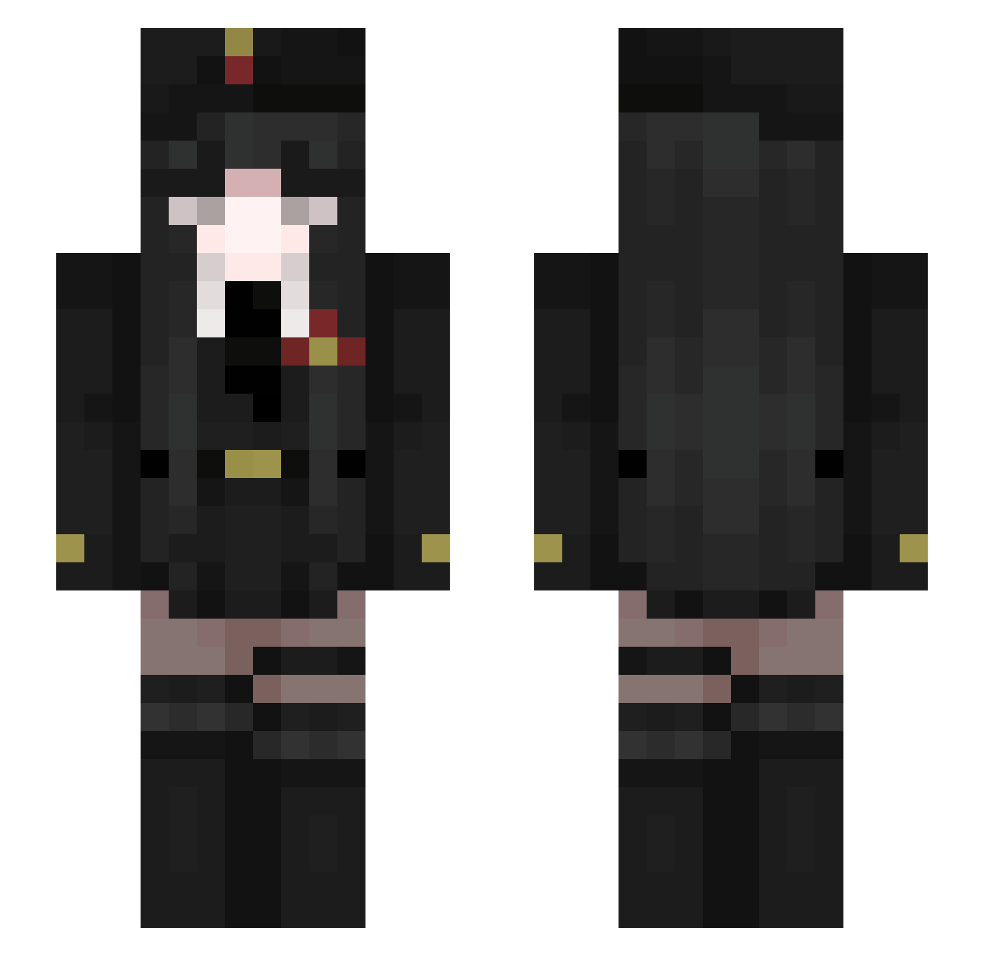 p1oggia Minecraft skin, front and back view