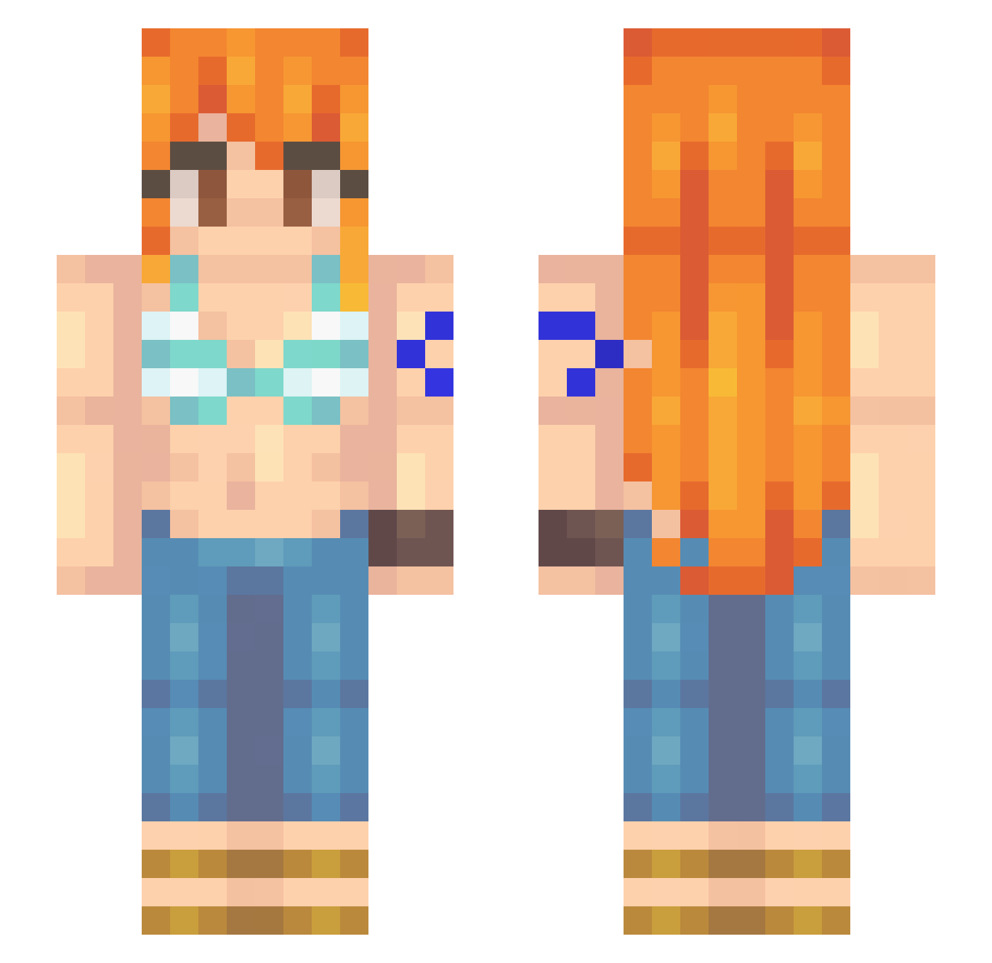 Addicted121 Minecraft skin, front and back view
