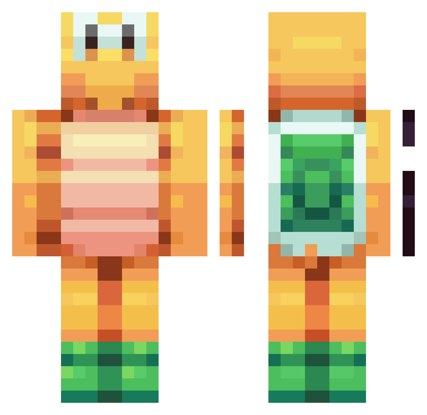 AzMm Minecraft skin, front and back view