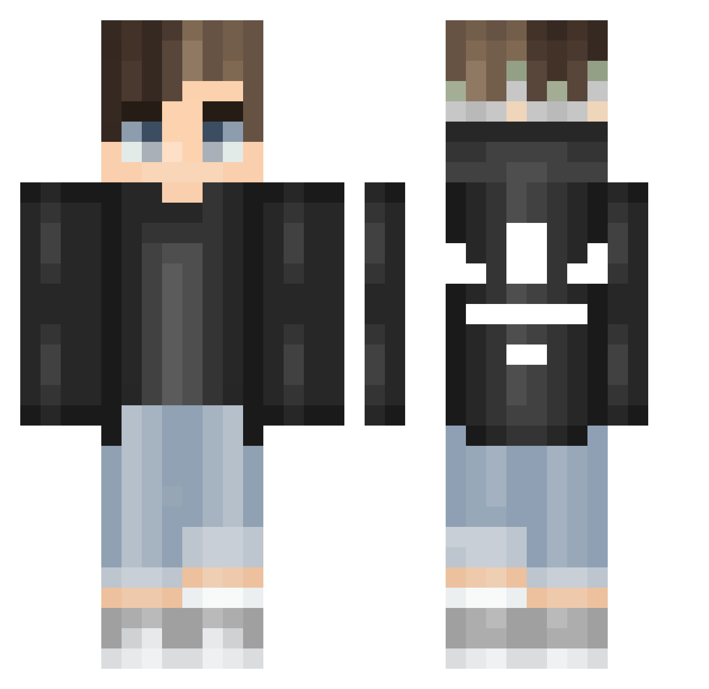 verschickt Minecraft skin, front and back view