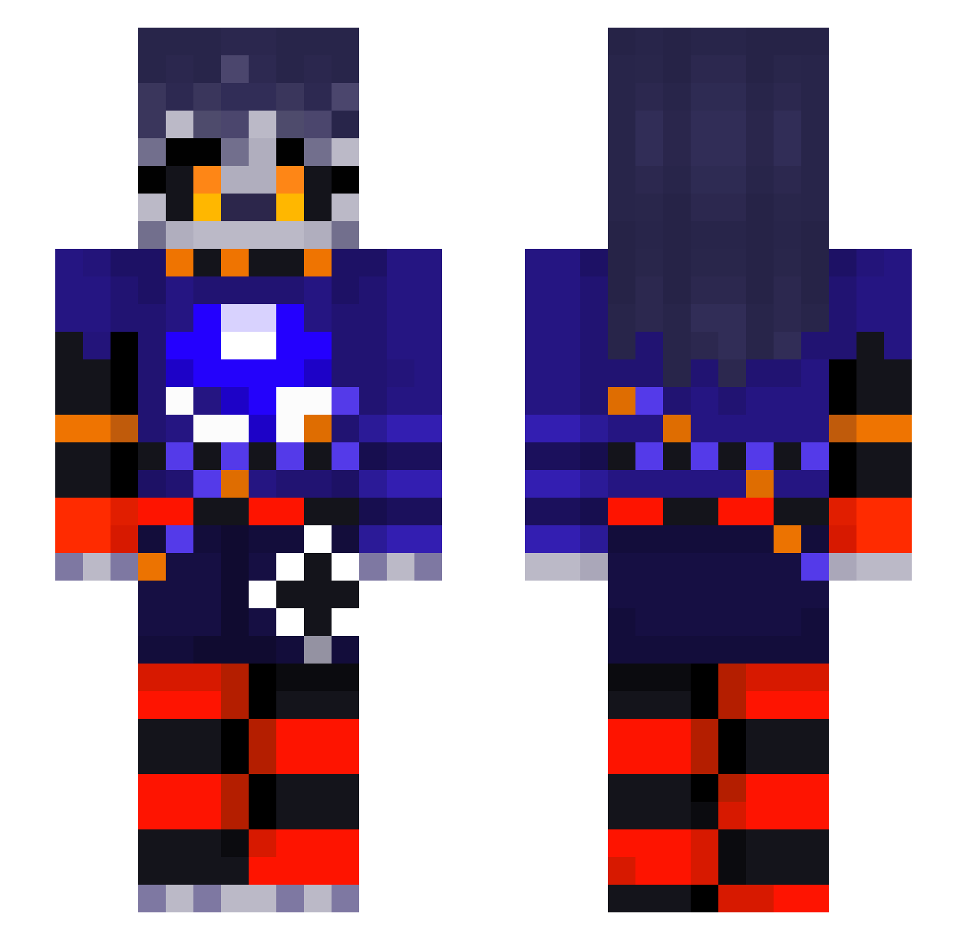 TheIrisWatches Minecraft skin, front and back view