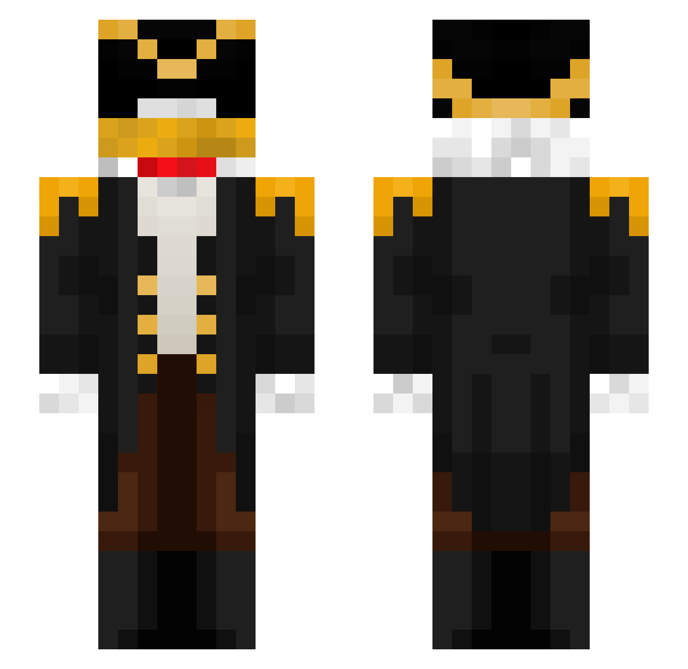 CaptainNugget24 Minecraft skin, front and back view