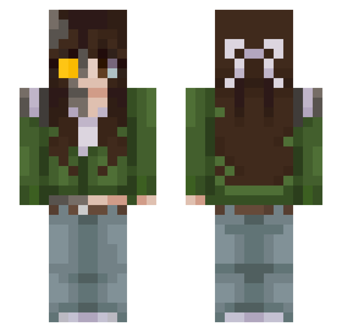 Toxicogenic Minecraft skin, front and back view