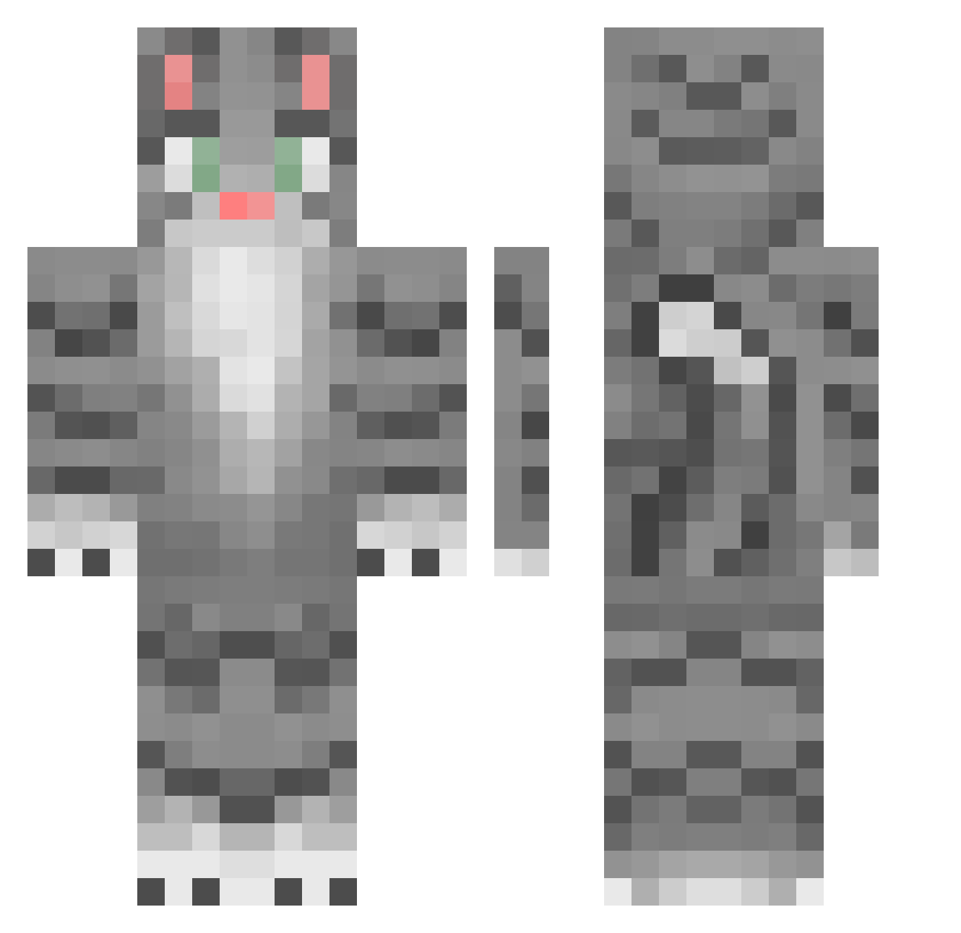 Zalena Minecraft skin, front and back view