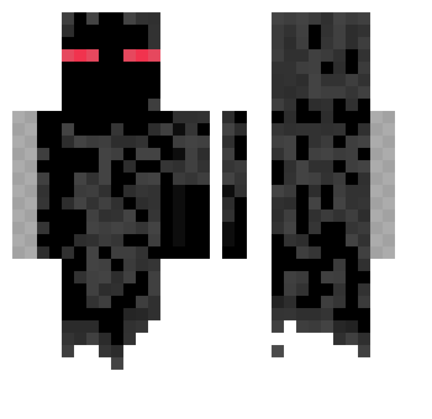BootyK Minecraft skin, front and back view