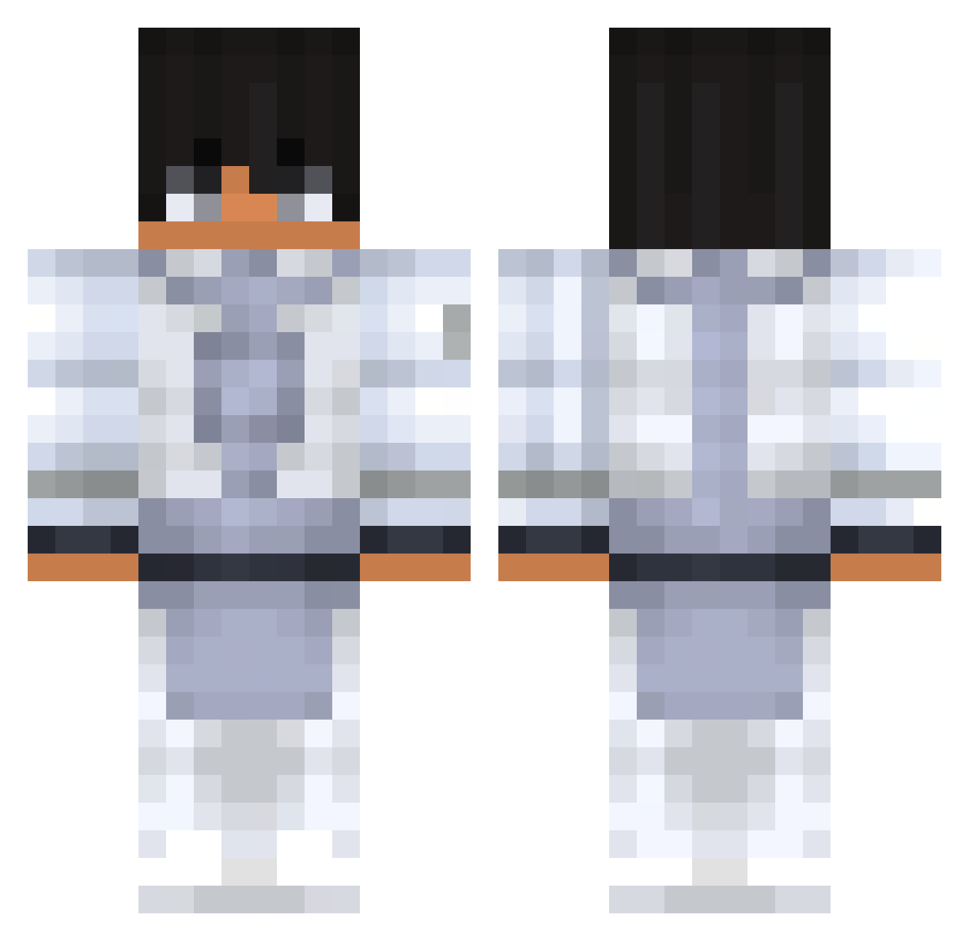 Whiteznxx Minecraft skin, front and back view
