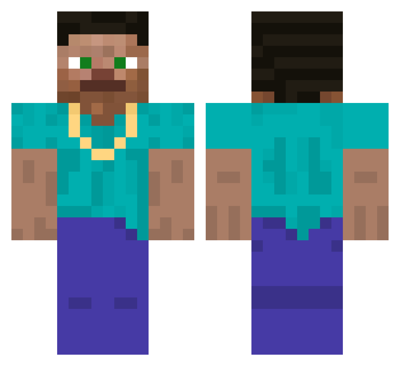 vtmx Minecraft skin, front and back view
