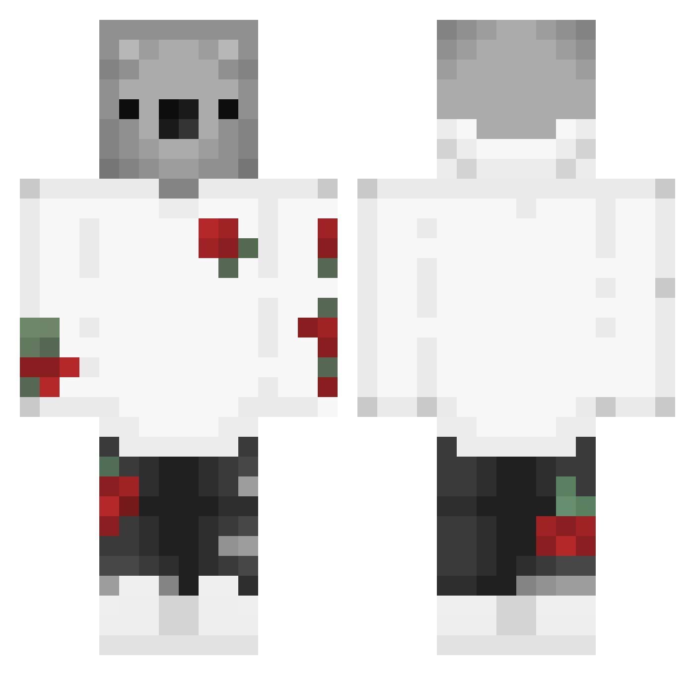 Joeykatje Minecraft skin, front and back view