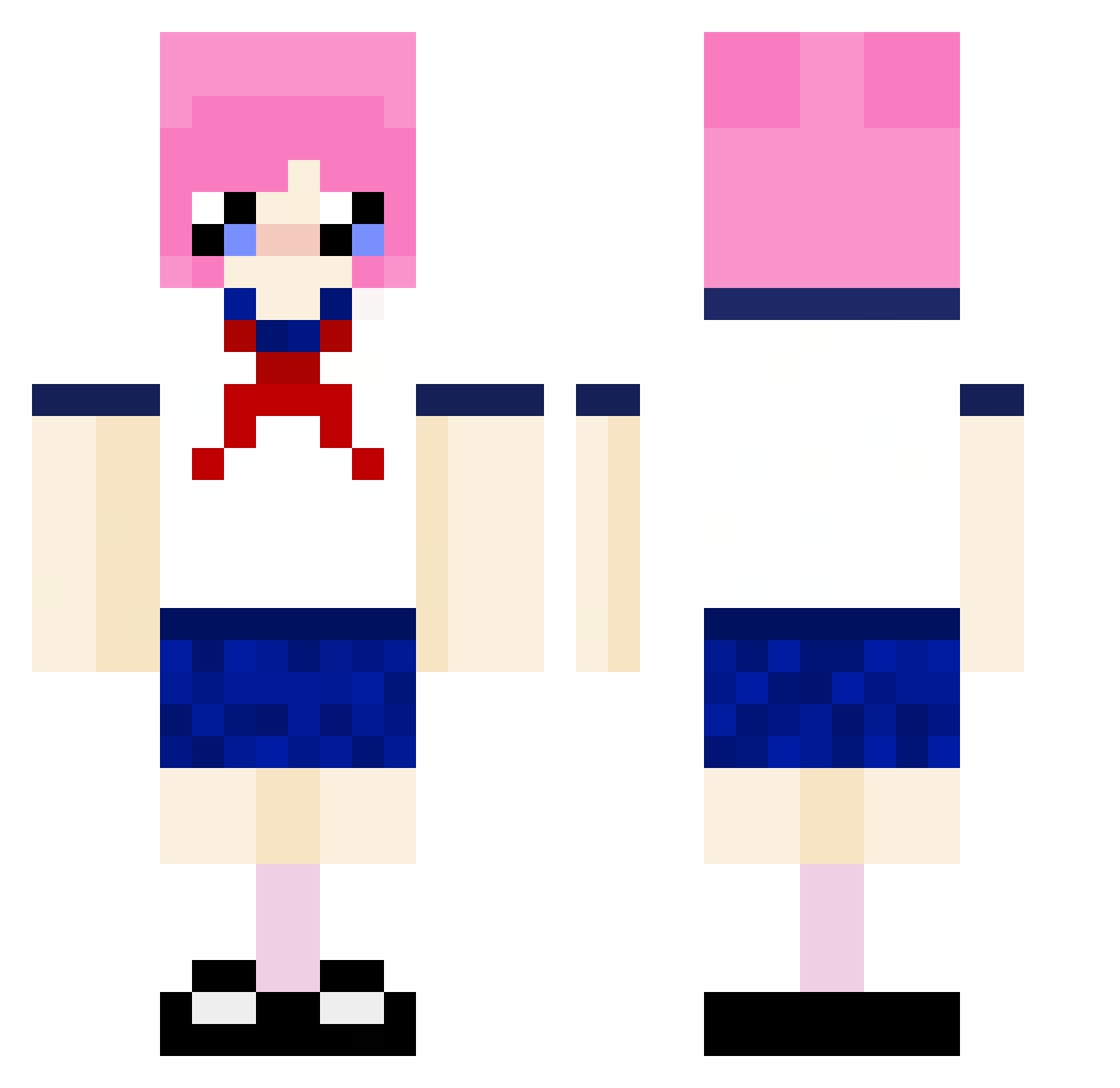 Peeks Minecraft skin, front and back view