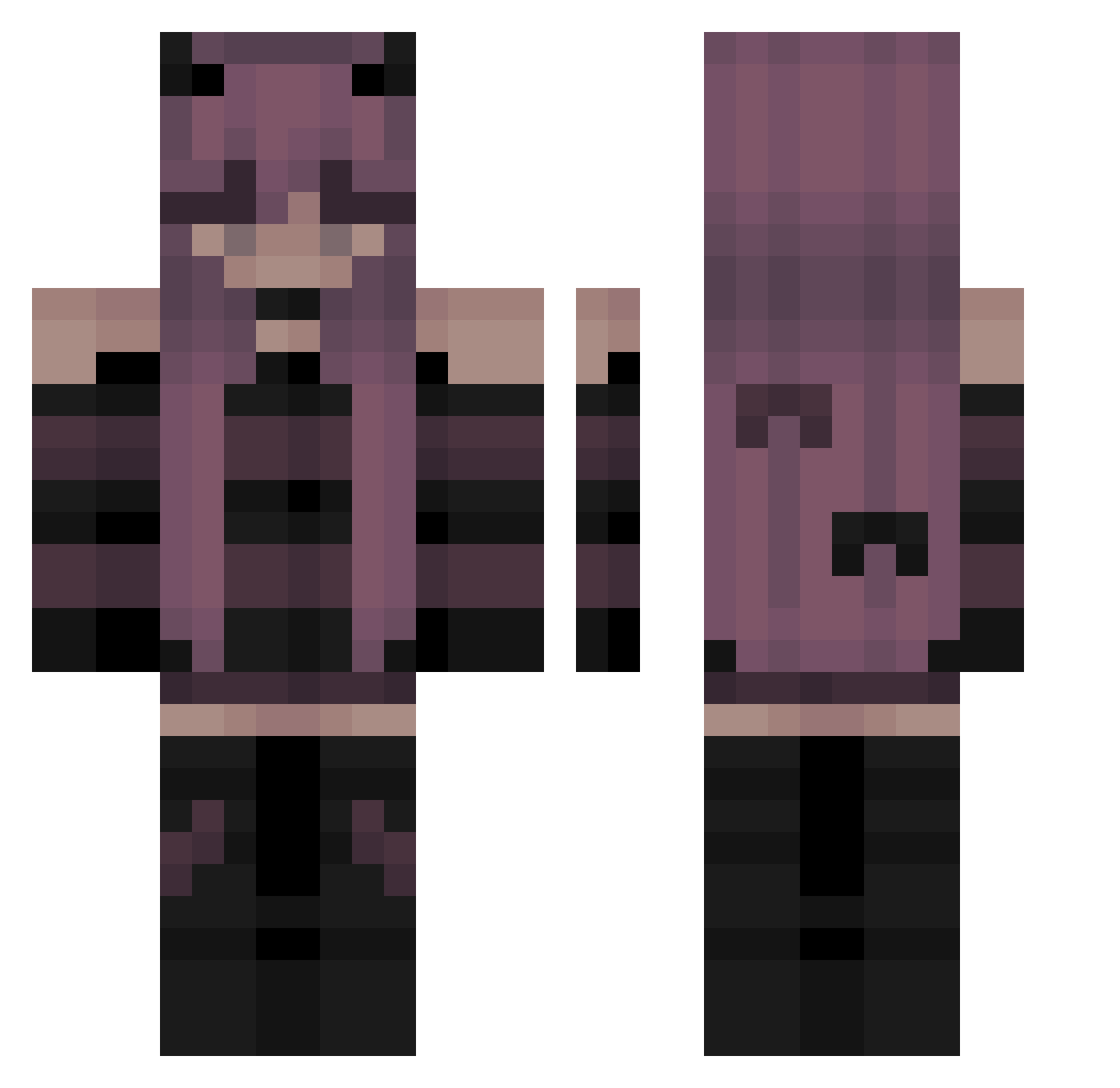 w3irdp3rson Minecraft skin, front and back view