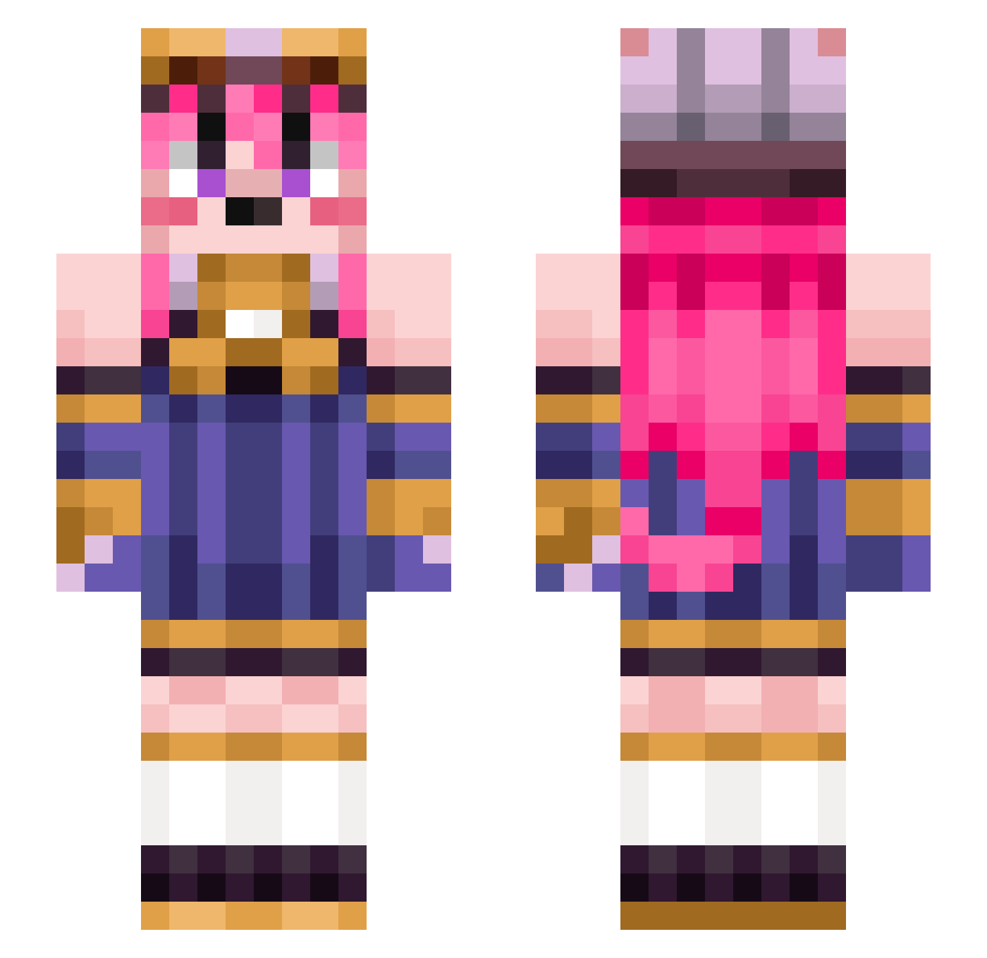 spoingebob Minecraft skin, front and back view