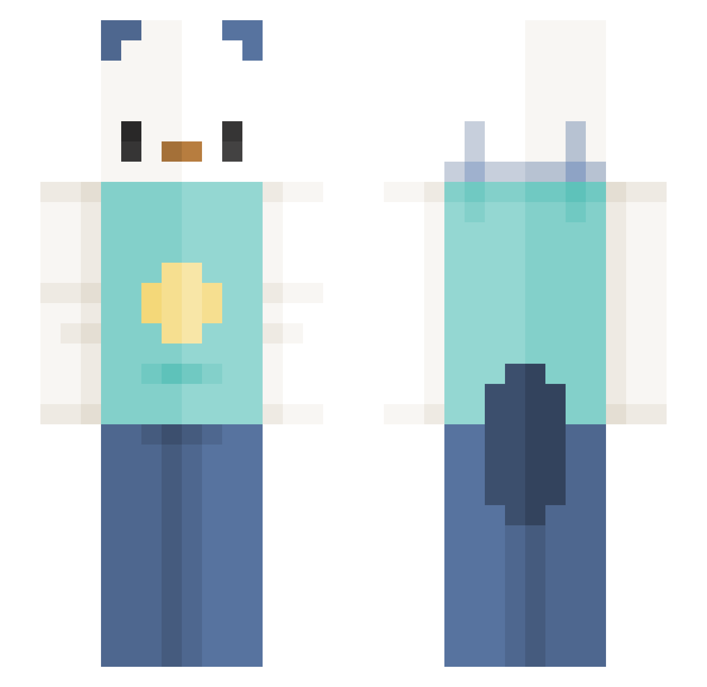 JellyMyToast Minecraft skin, front and back view