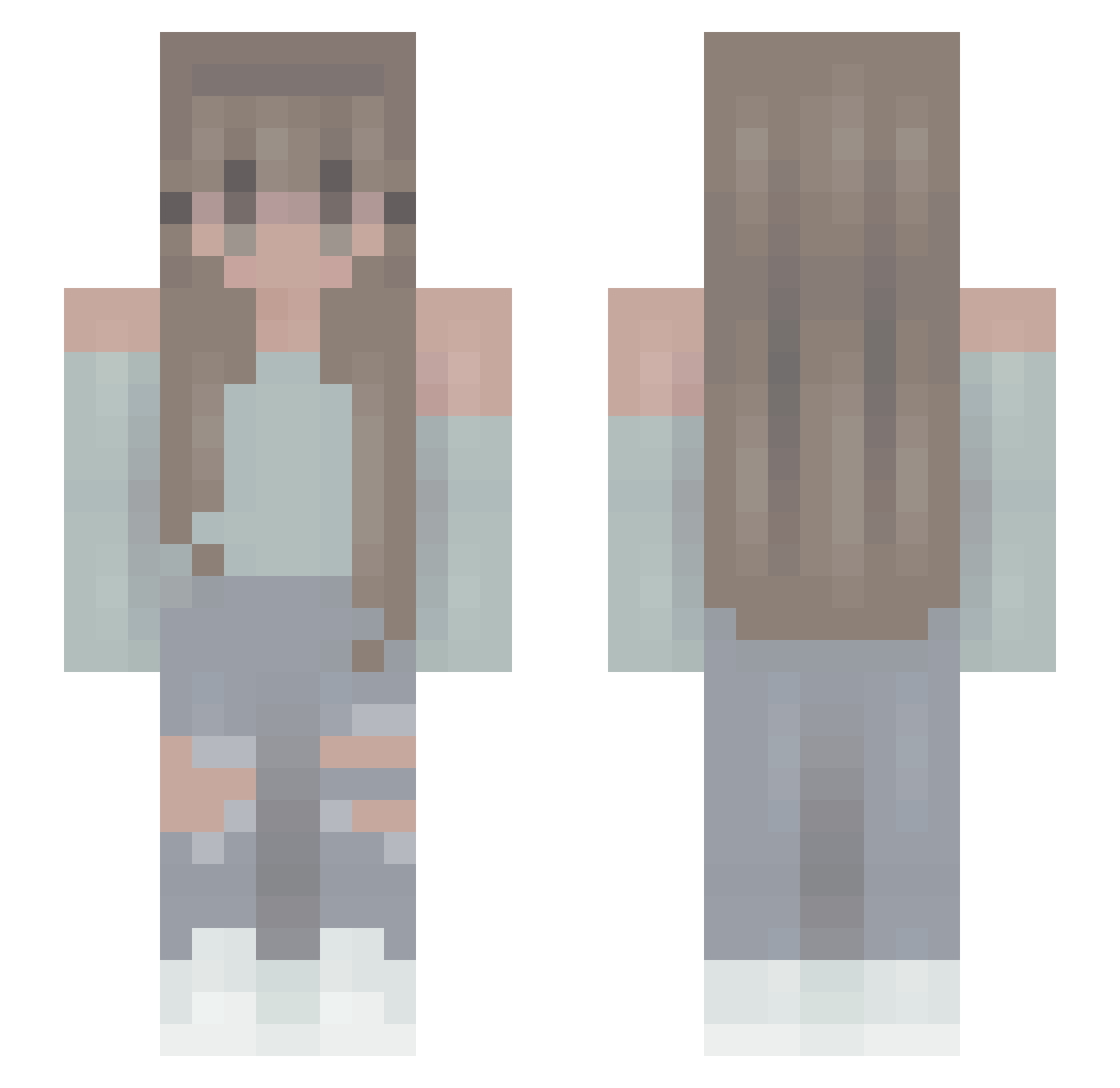 FemboyAce69 Minecraft skin, front and back view