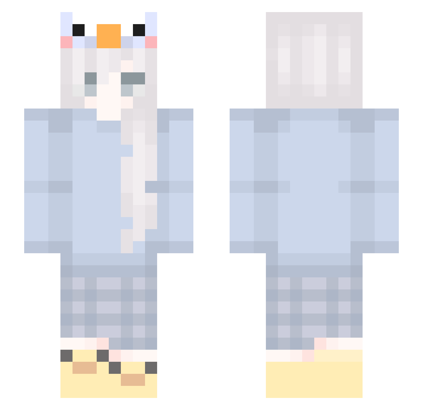 kilatte Minecraft skin, front and back view
