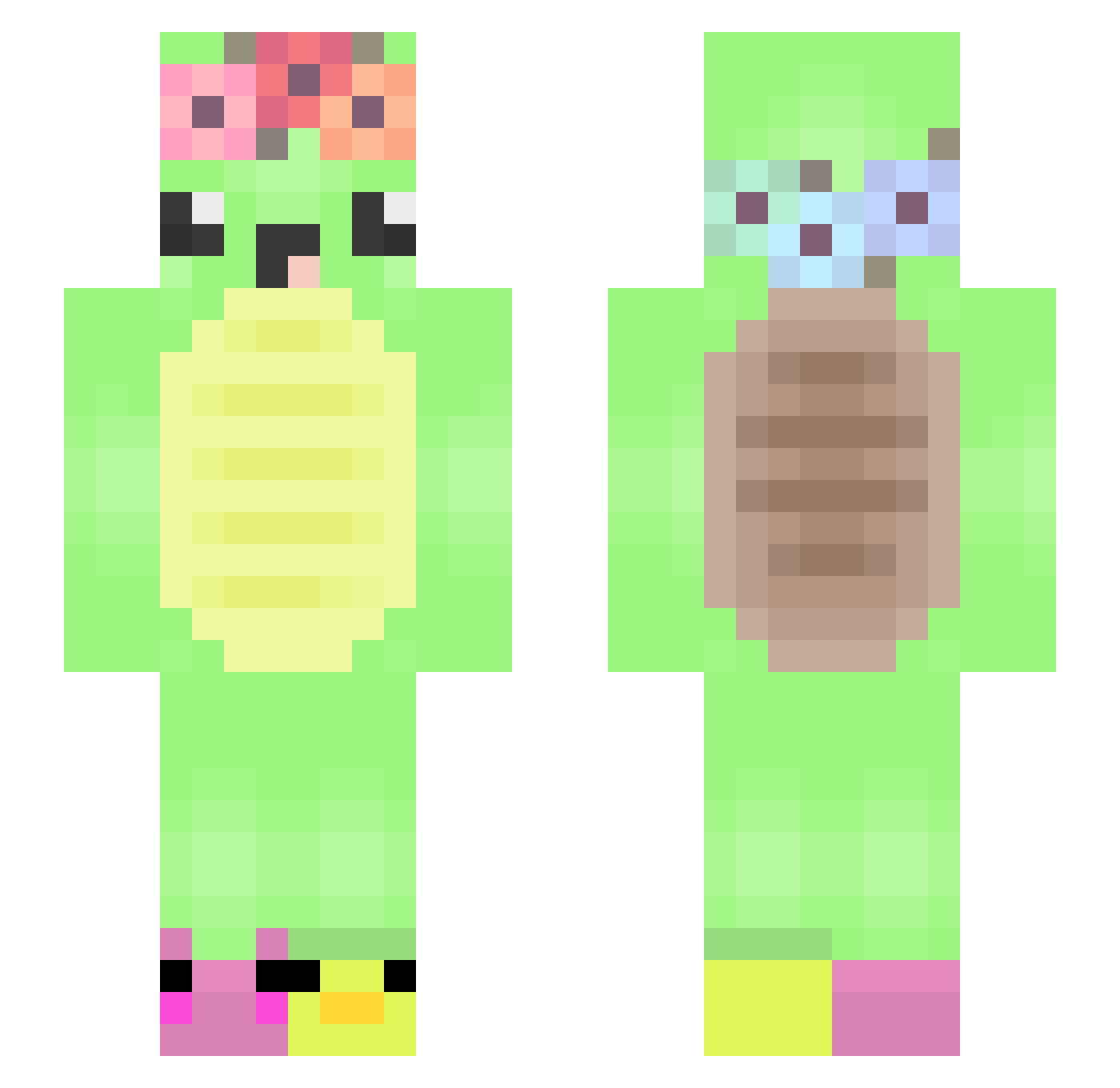 ZeldAlien Minecraft skin, front and back view