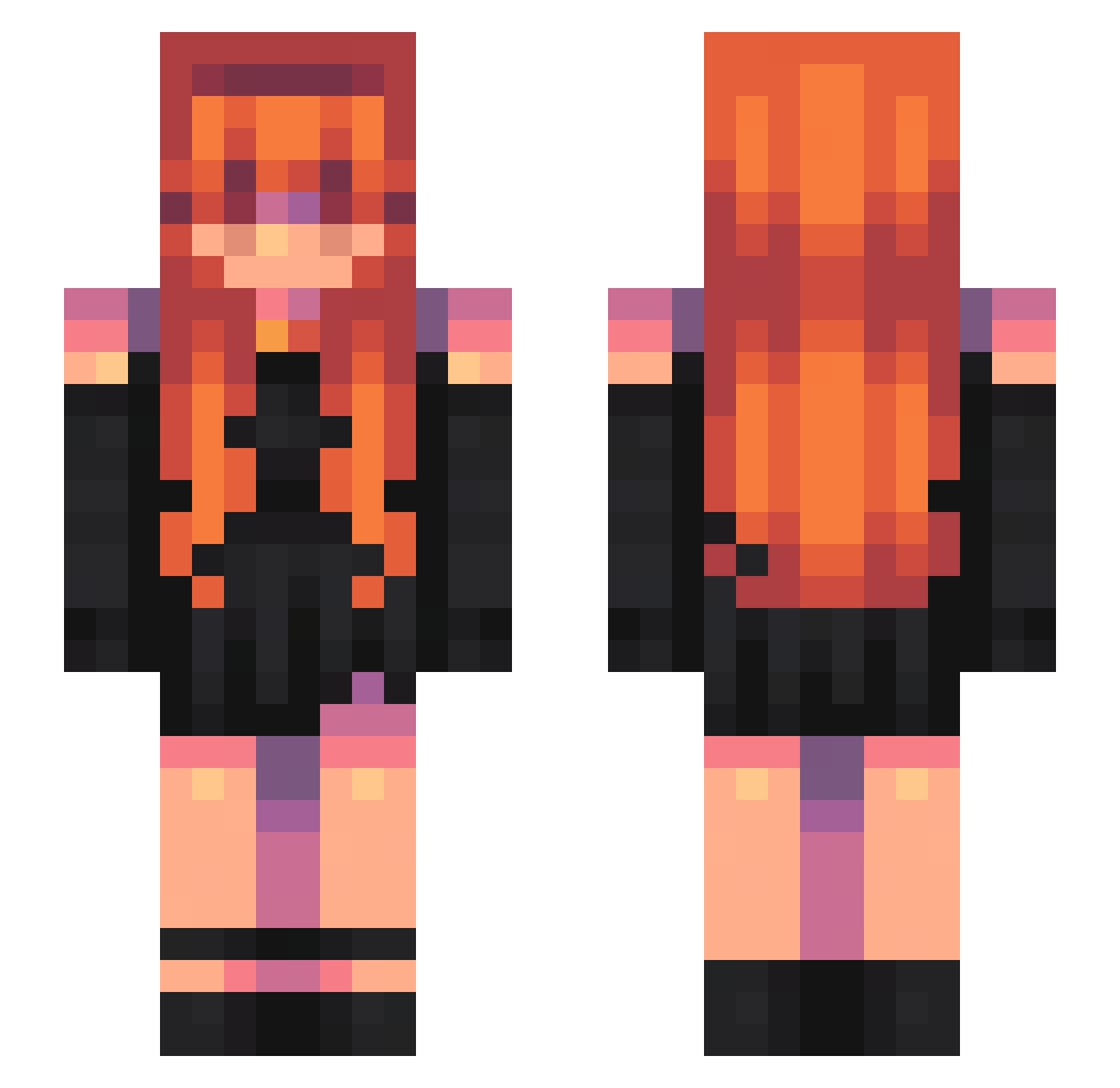 xEmilyBoo Minecraft skin, front and back view