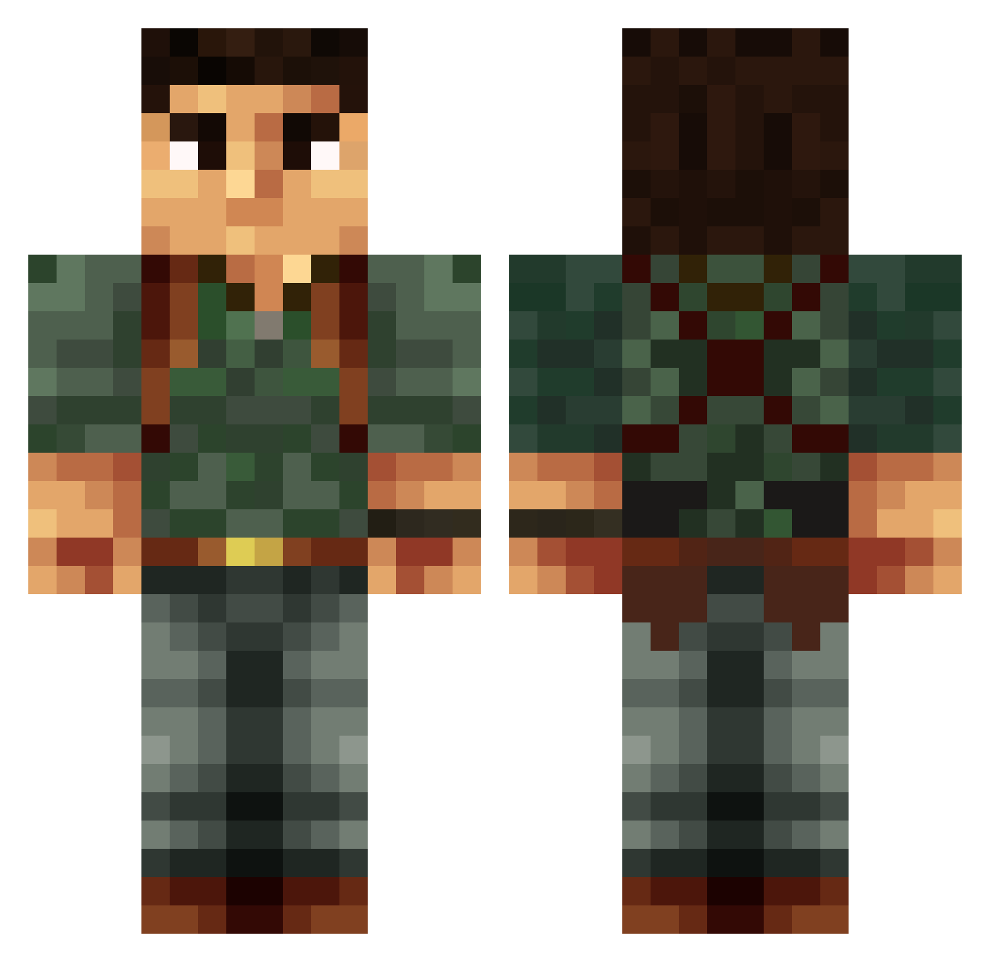 Vascularity Minecraft skin, front and back view