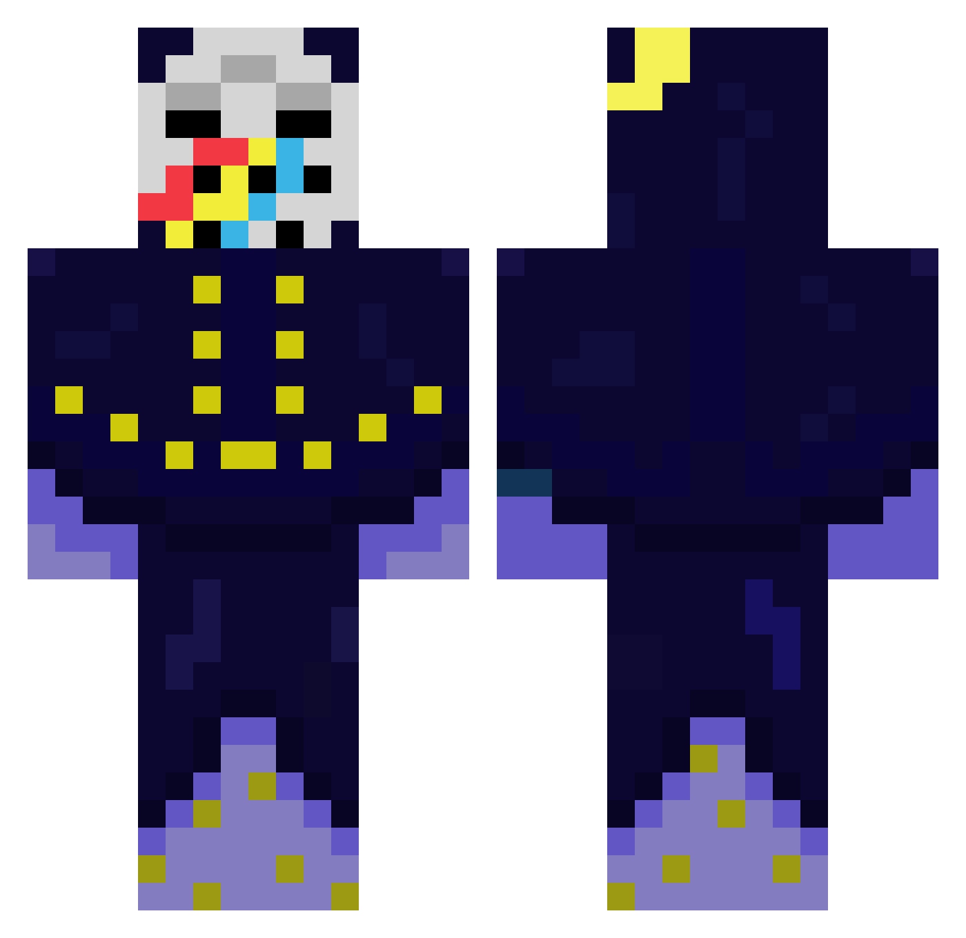 Tuckertheyeet Minecraft skin, front and back view
