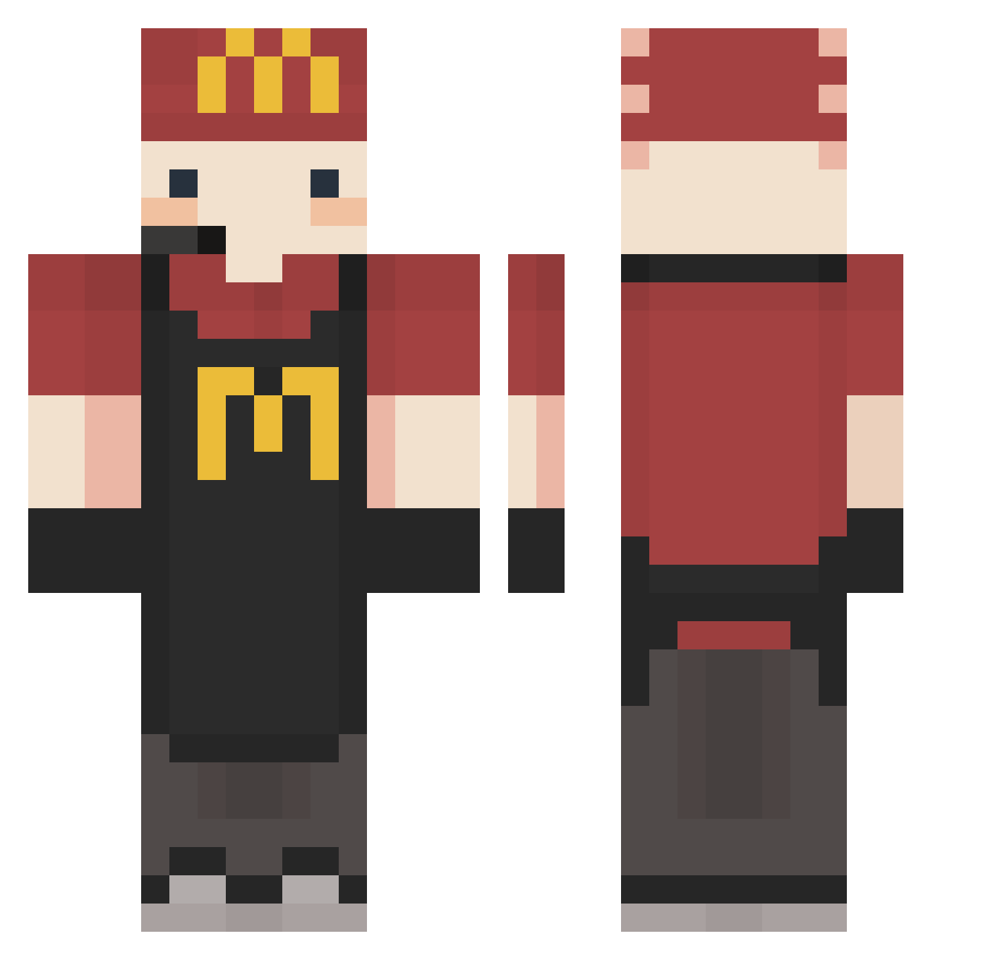 Elesekiel Minecraft skin, front and back view
