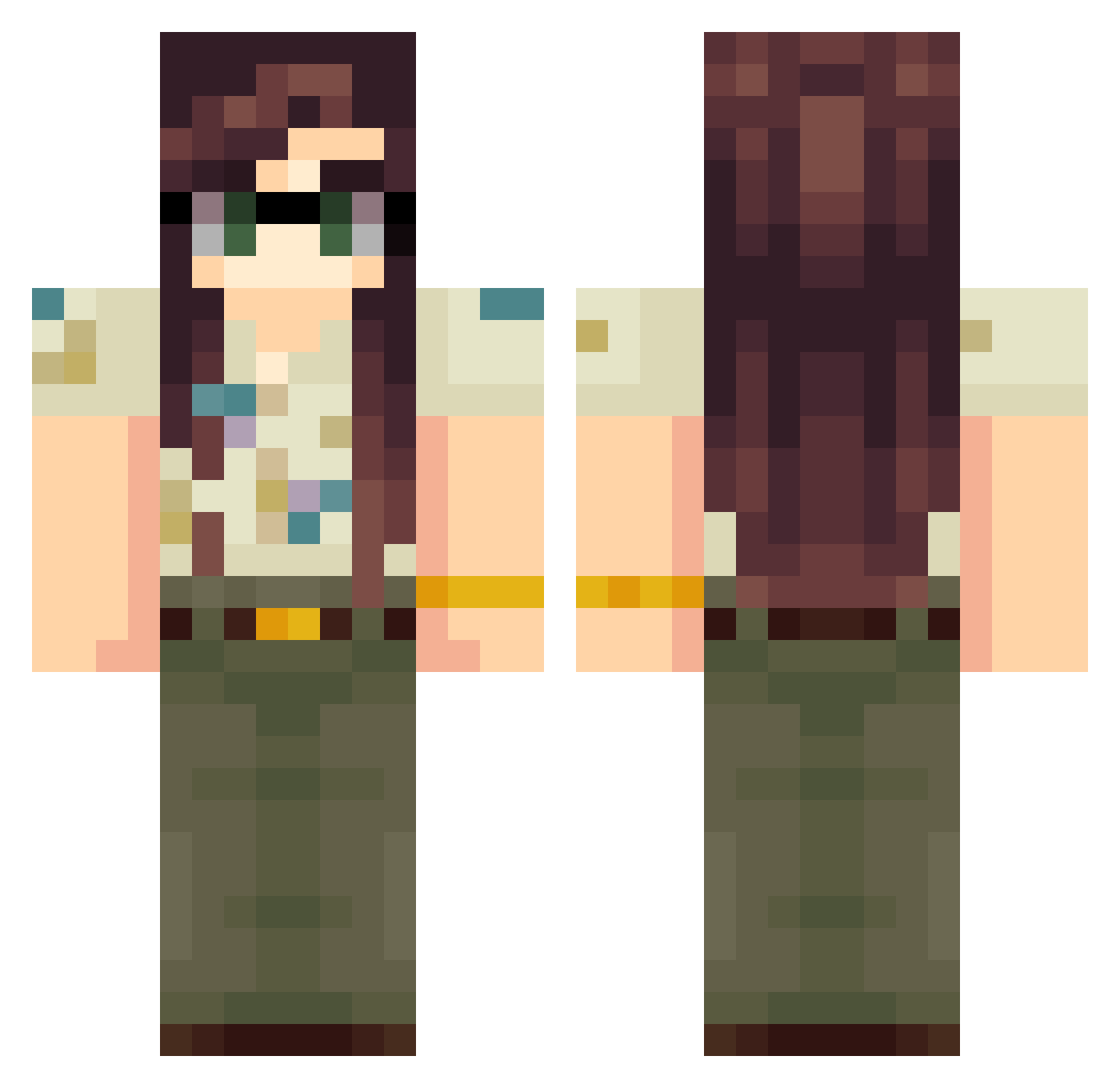 Violent_Grove Minecraft skin, front and back view