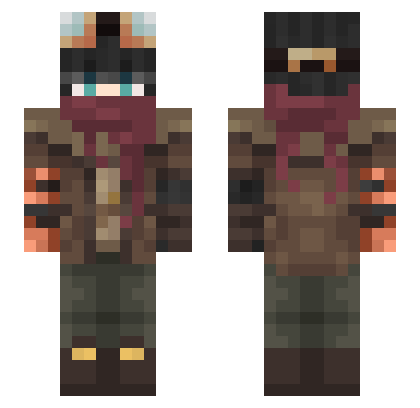 Haruues Minecraft skin, front and back view