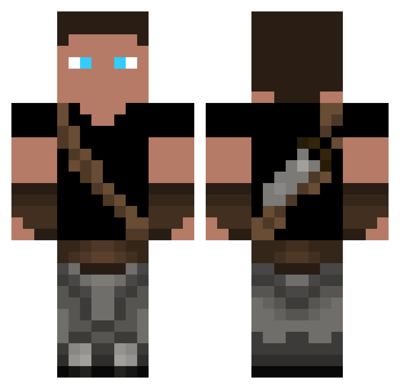 aDream Minecraft skin, front and back view