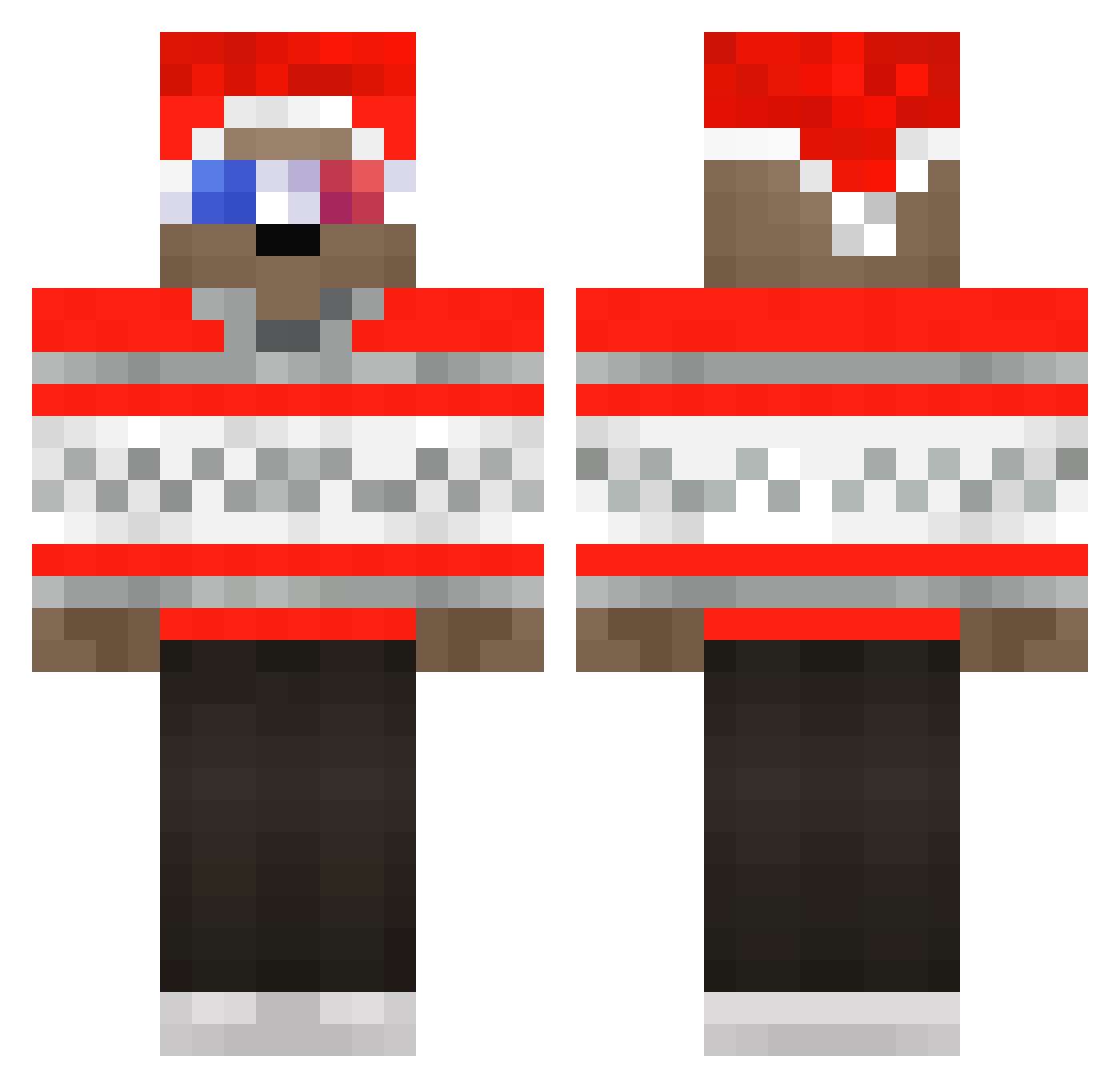 Rawest Minecraft skin, front and back view