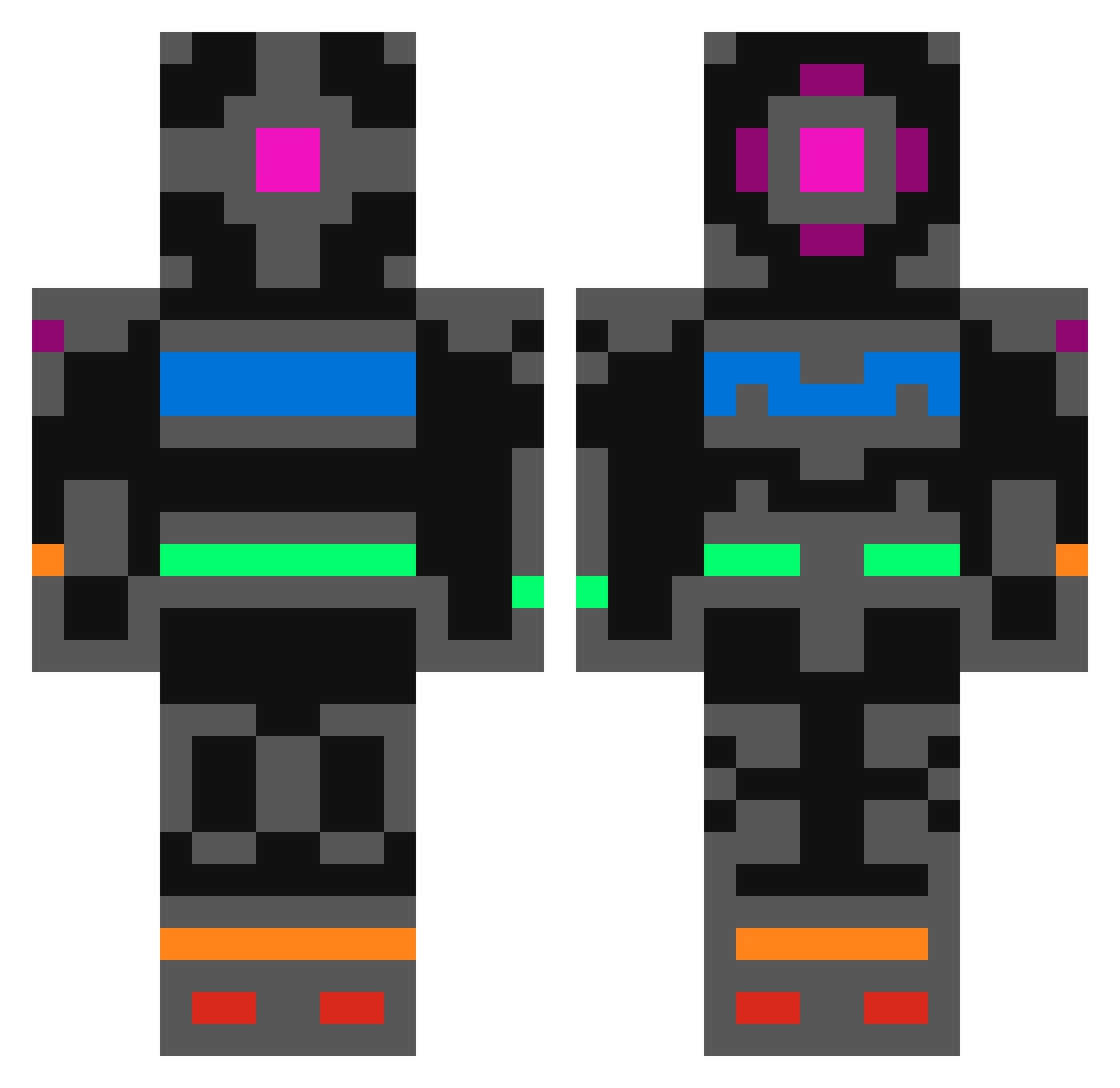 RoyalHybrid Minecraft skin, front and back view
