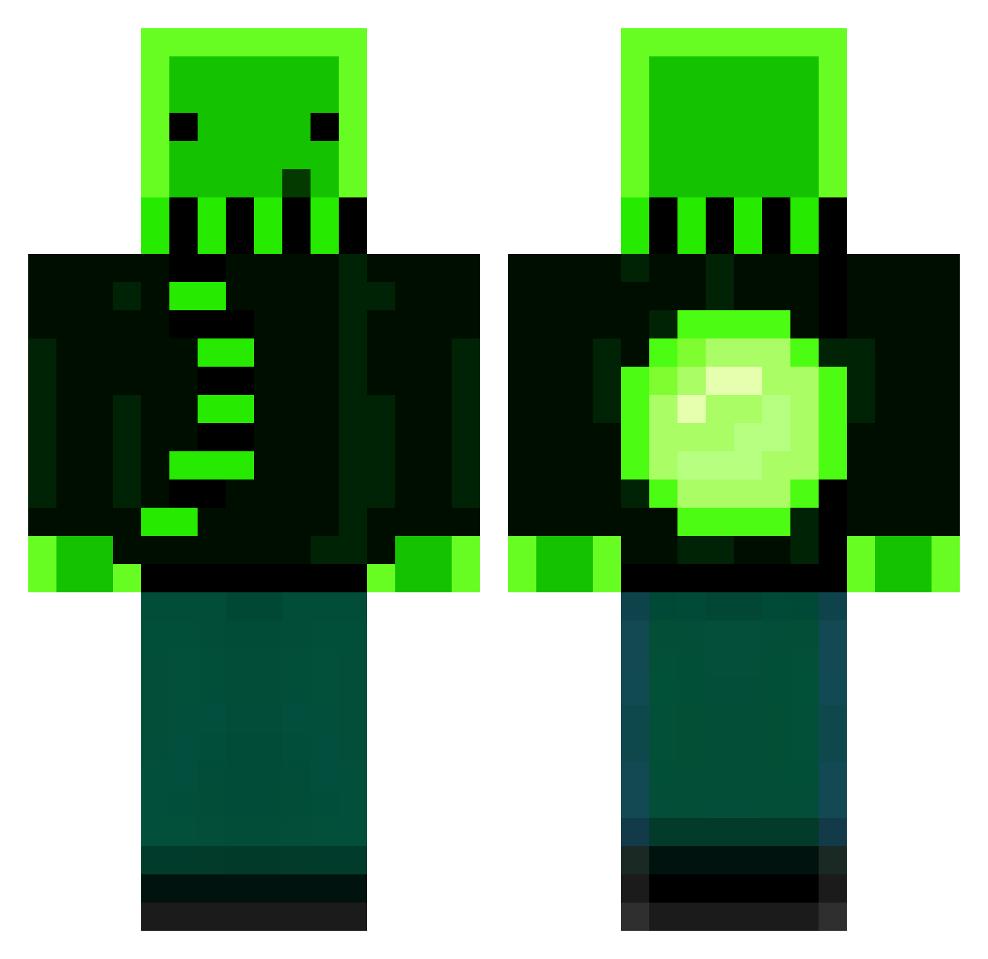 Tiobio Minecraft skin, front and back view