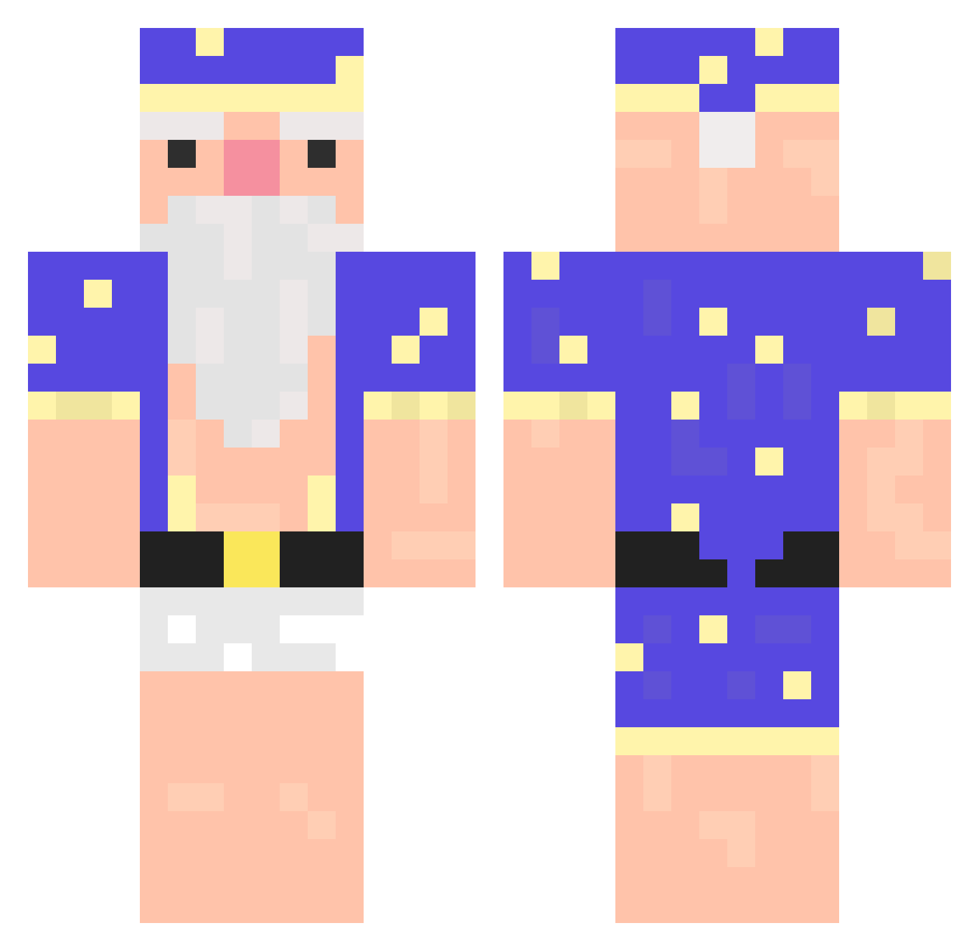 tirf Minecraft skin, front and back view