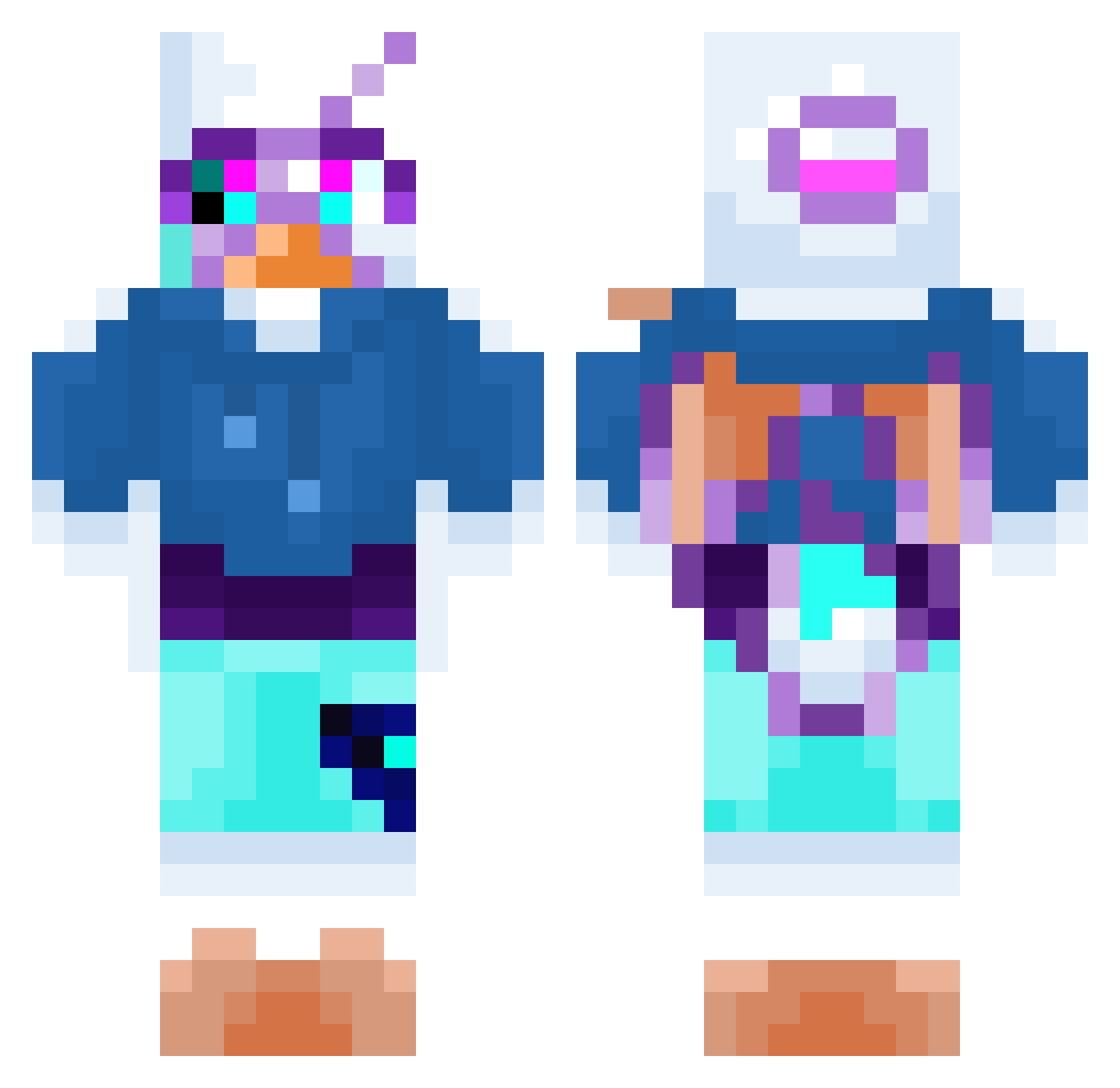 LunaProYT6835 Minecraft skin, front and back view