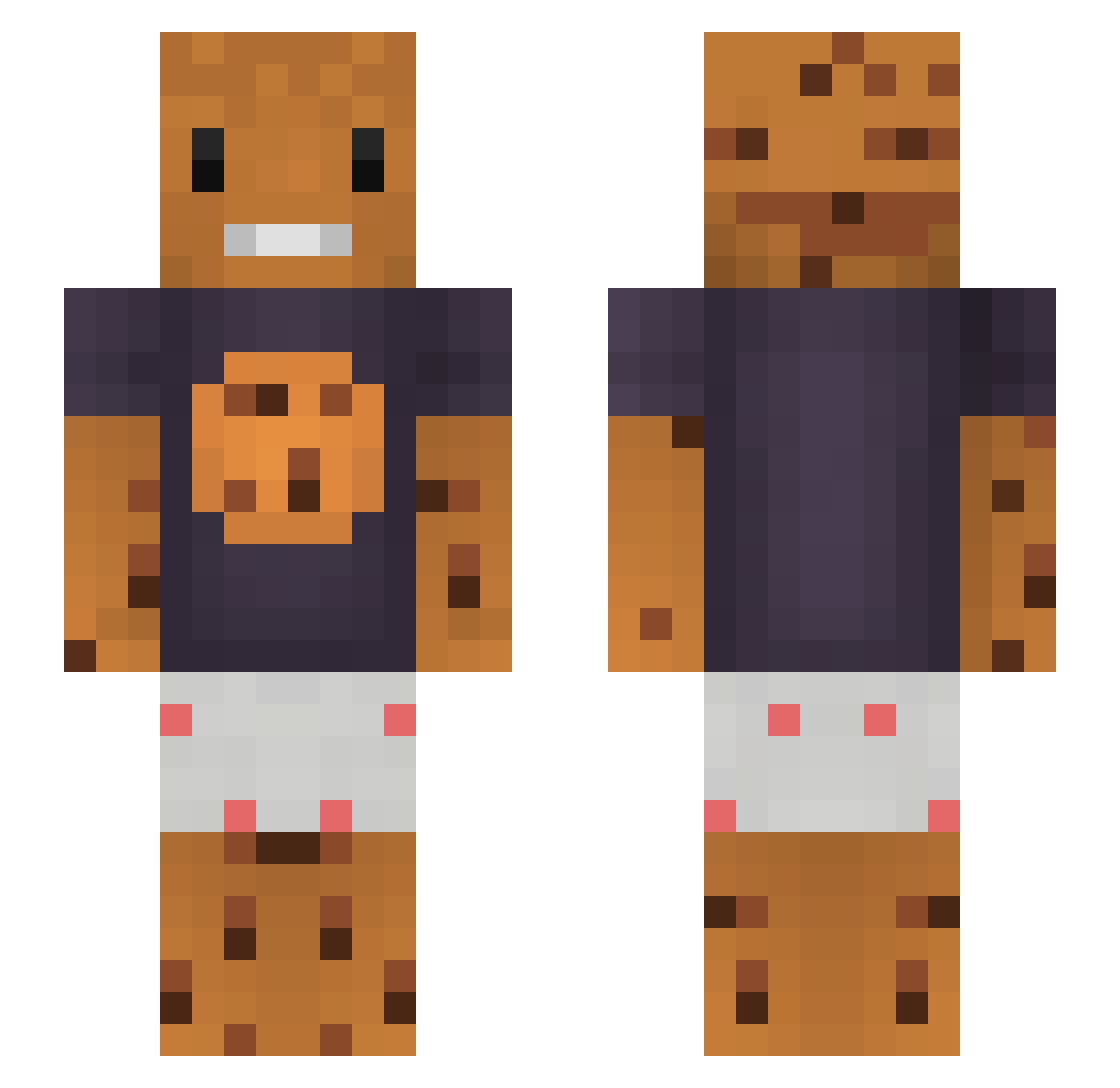 FluxisFN Minecraft skin, front and back view