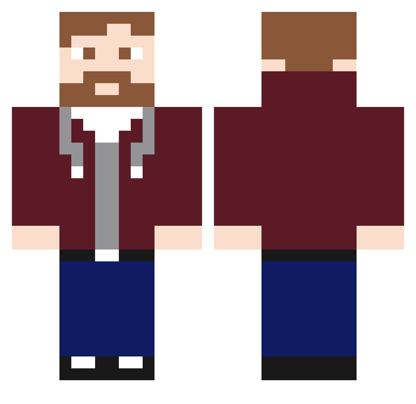 Plowable Minecraft skin, front and back view