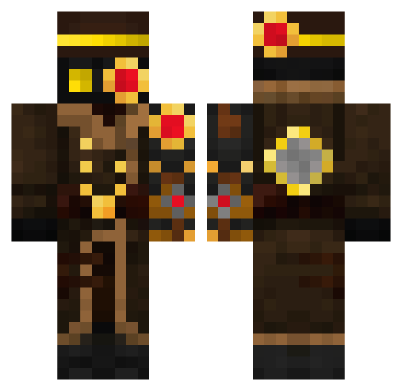 Sebastiannos Minecraft skin, front and back view