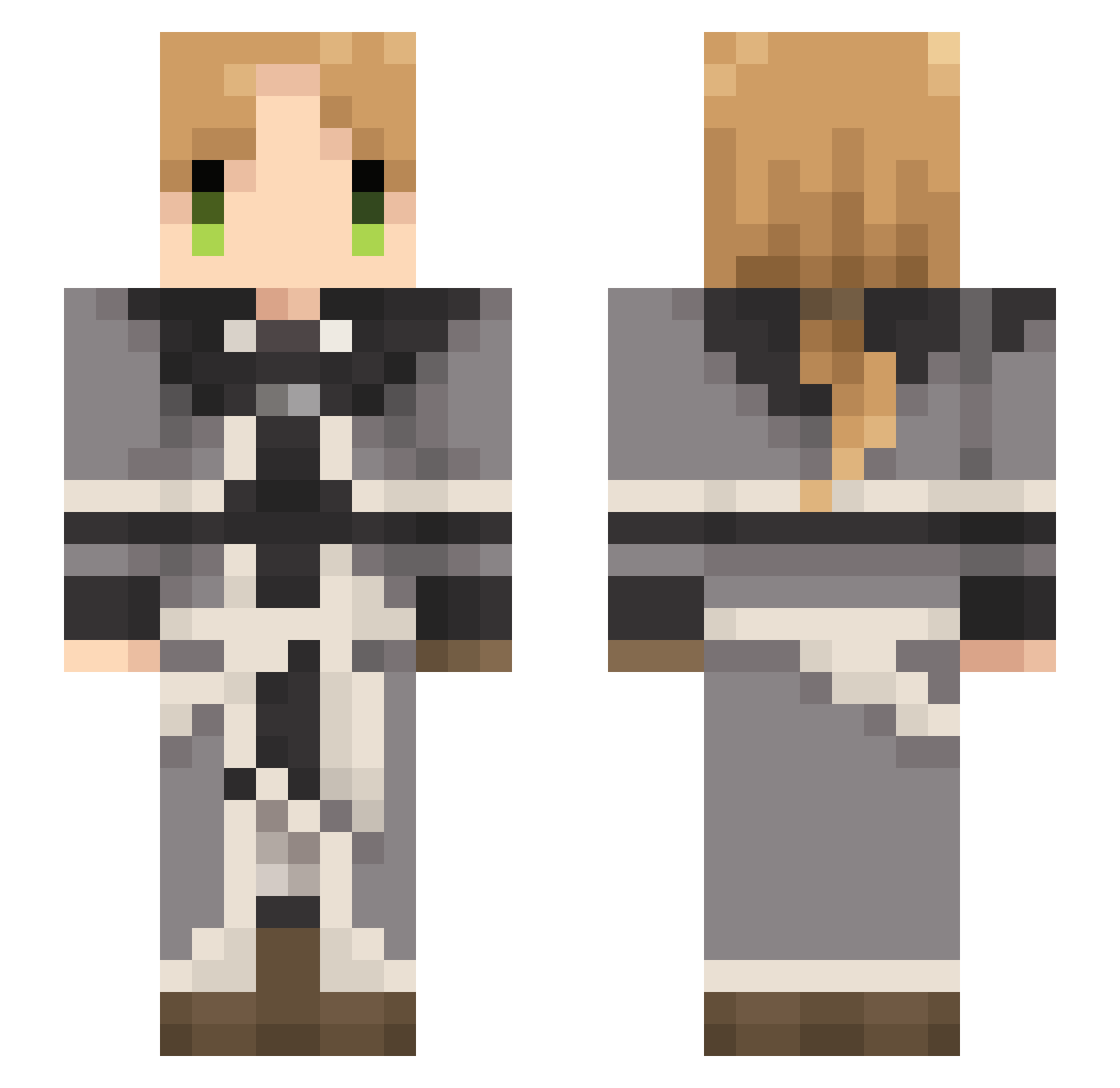 nacoxd Minecraft skin, front and back view