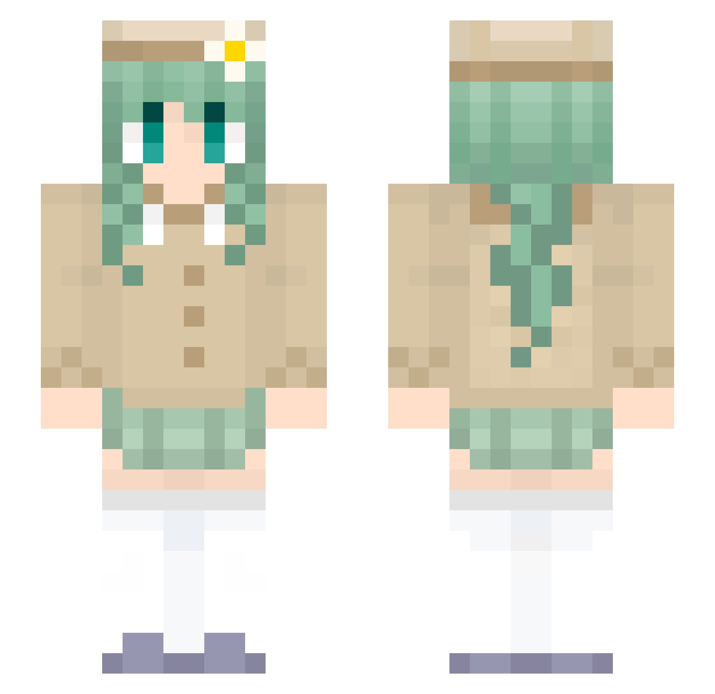 Mintkm Minecraft skin, front and back view
